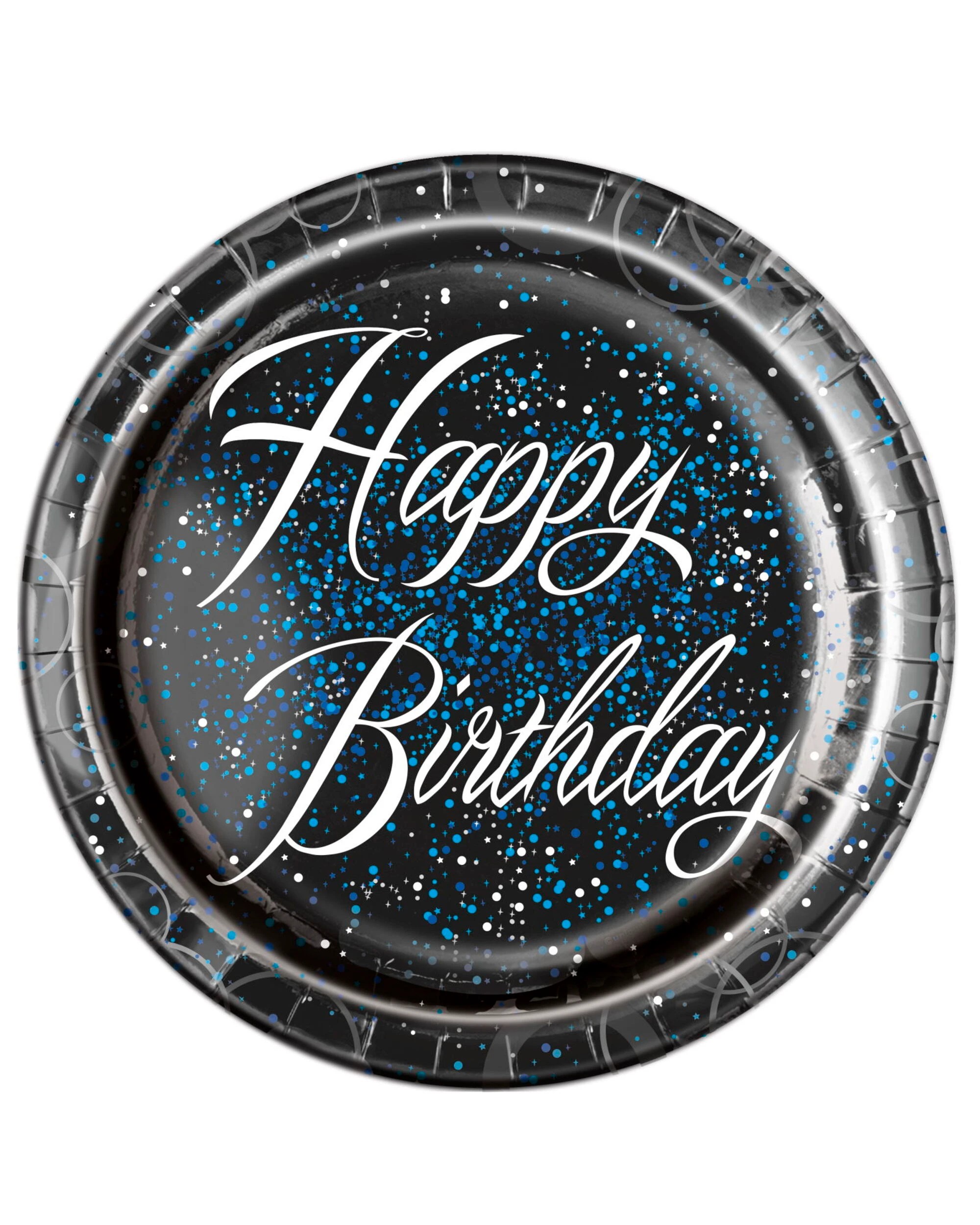 1 Unique Glitz Blue Happy Birthday Large Paper Plates Pack of 8 - Blue, 1 of 1
