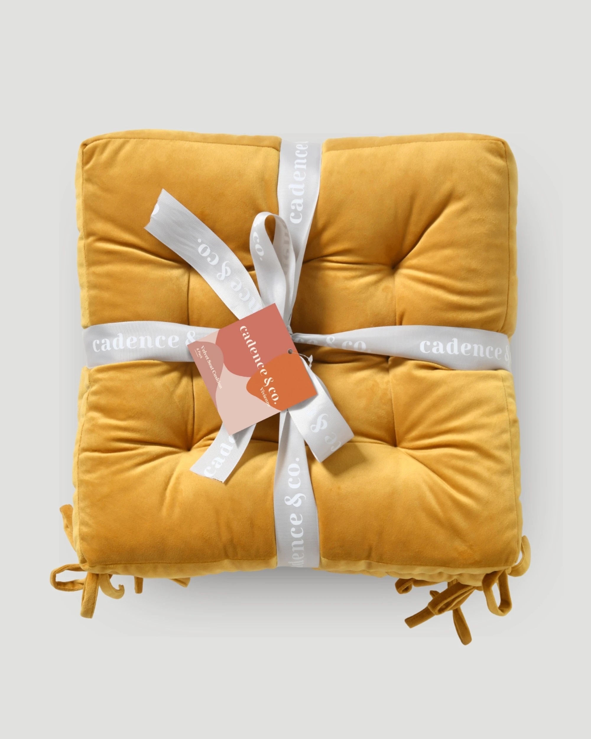 7 Cadence & Co. Vivienne Velvet Seat Cushion 4 Pack - Marigold, 7 of 7