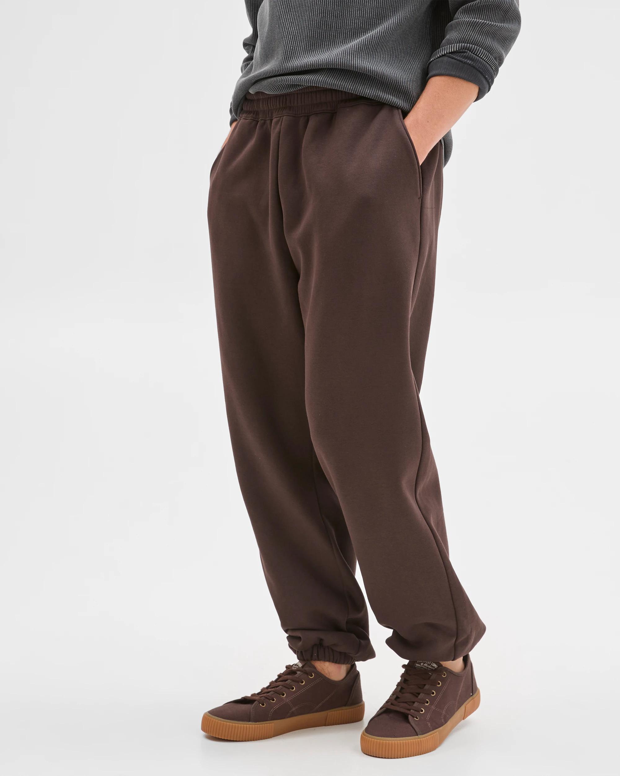 3 Commons Australian Cotton Blend Heavyweight Cuffed Trackpants DARK BROWN, 3 of 6
