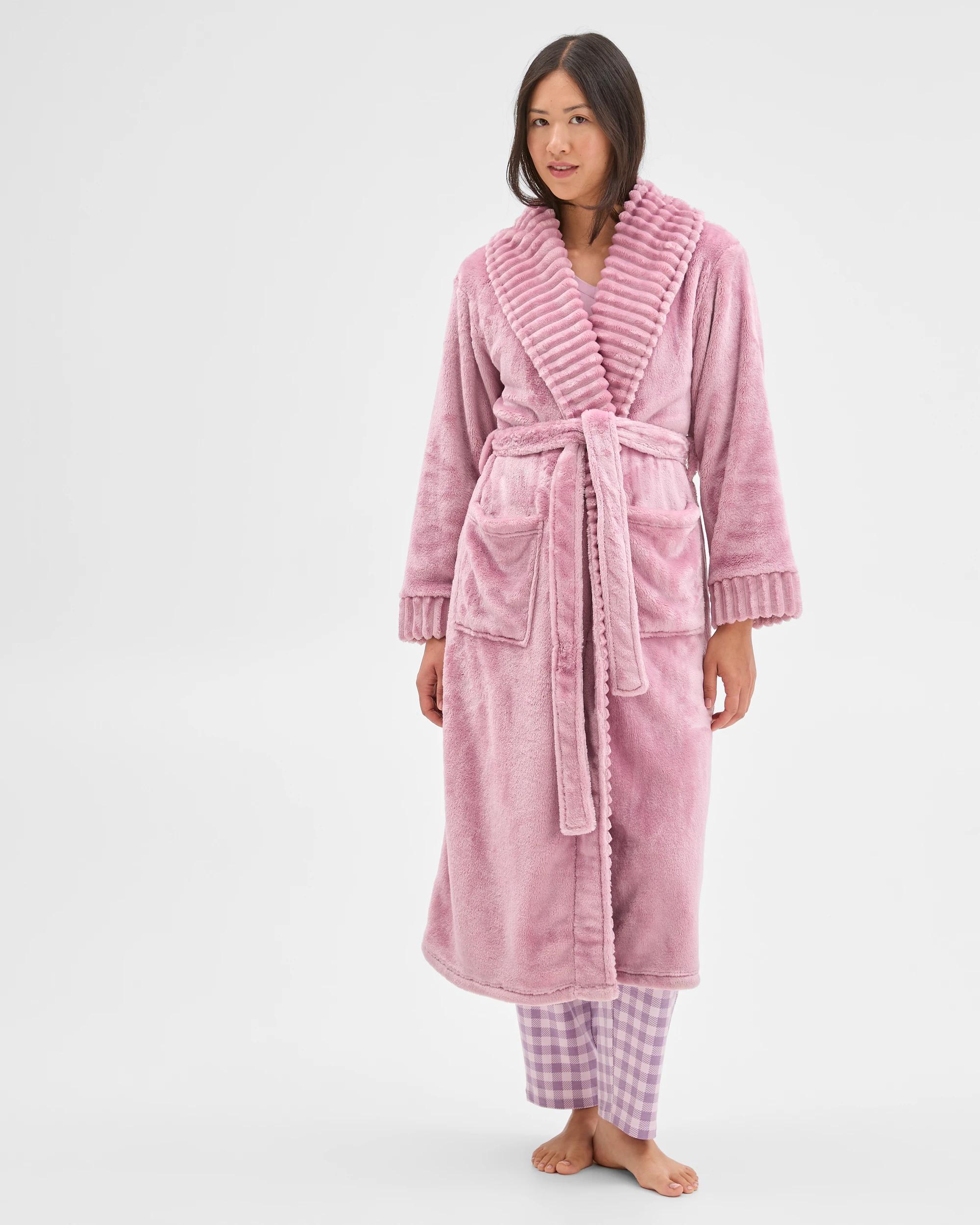 1 Target Woman Jacquard Stripe Sleep Robe PINK, 1 of 8