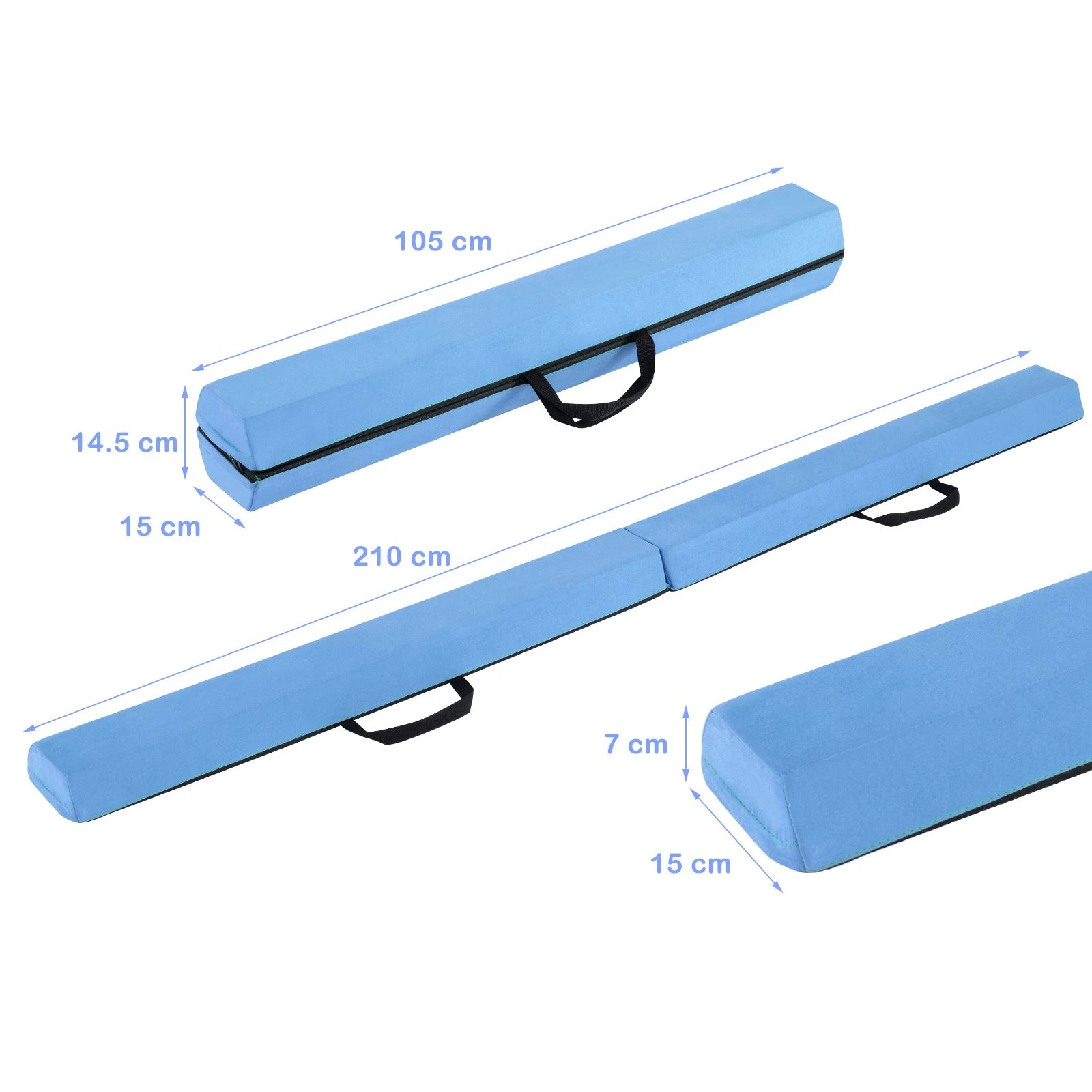 4 Costway 2.1M Folding Balance Beam Portable Floor Gymnastics Beam w/Handle - Blue, 4 of 4
