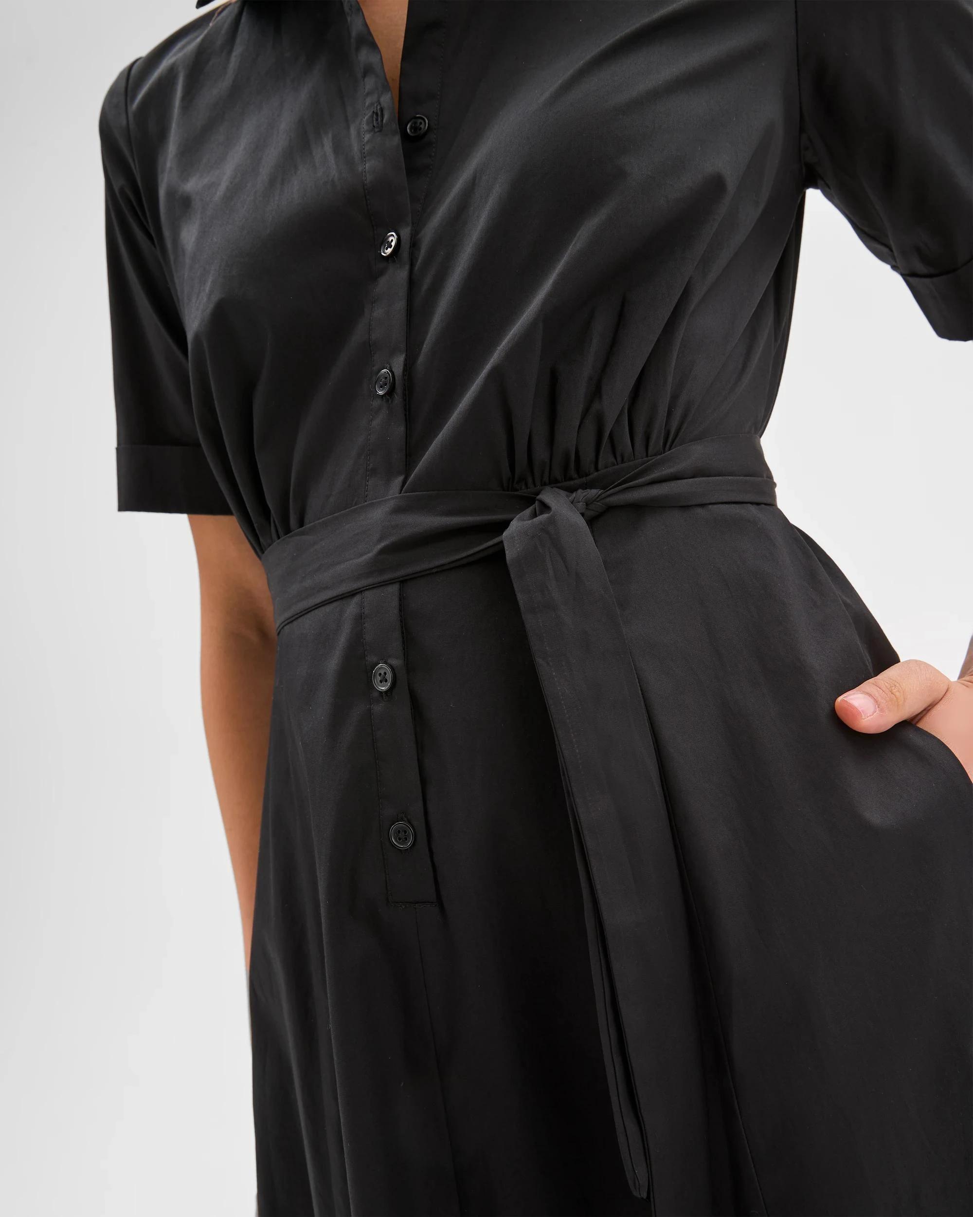 4 Australian Cotton Midi Shirt Dress - Preview BLACK, 4 of 6