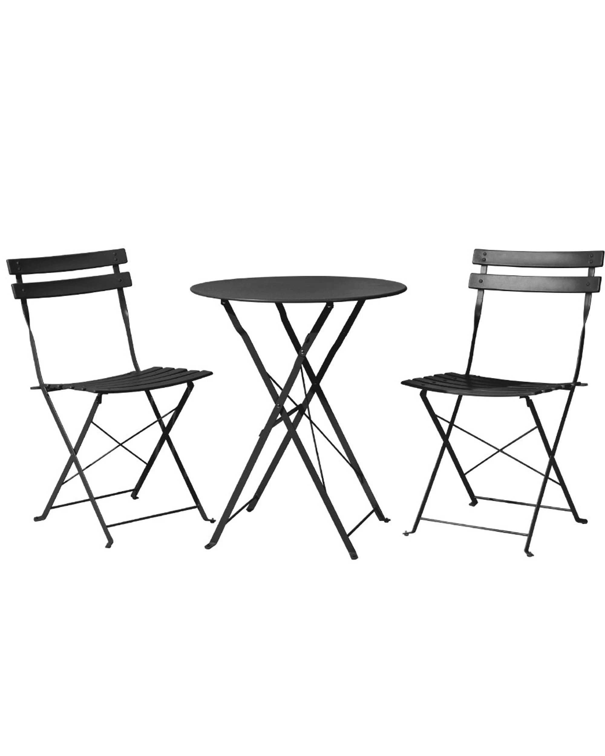 1 Gardeon 3PC Outdoor Bistro Set Steel Table and Chairs Patio Furniture - Black, 1 of 6