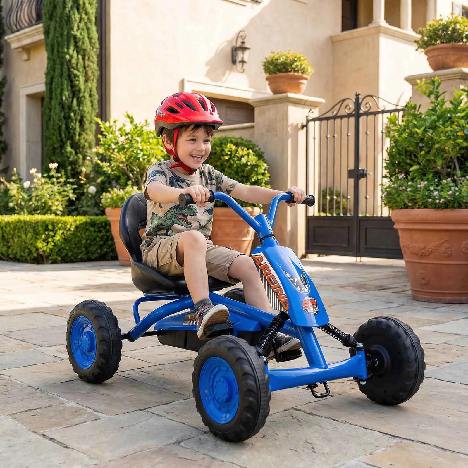 3 Costway Pedal Go Kart 4 Wheel Ride On Car Toys Off-road Racer - Blue, 3 of 3
