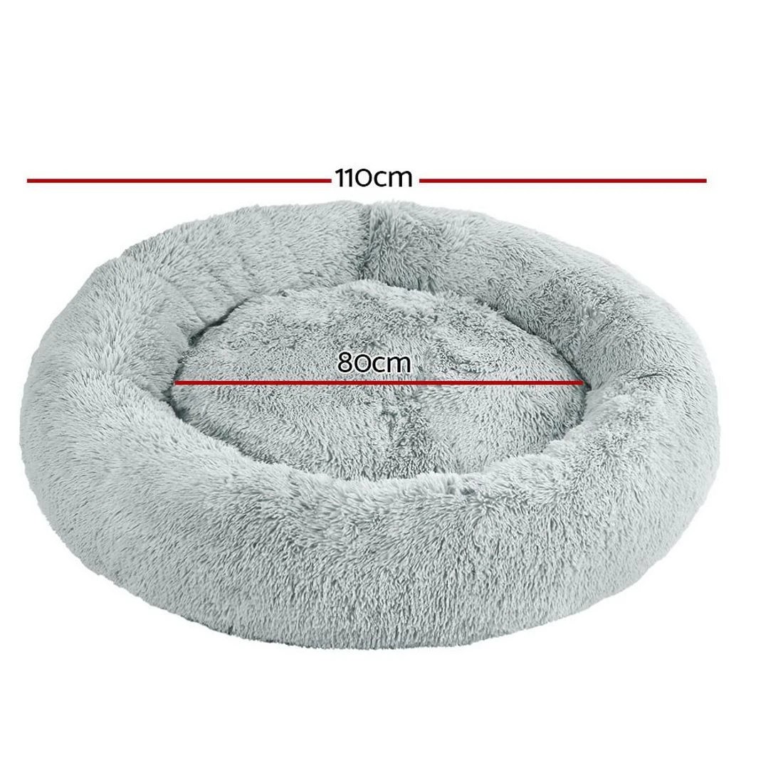2 i.Pet Pet Bed Dog Cat 110cm Calming Extra Large Soft Plush - Grey, 2 of 6