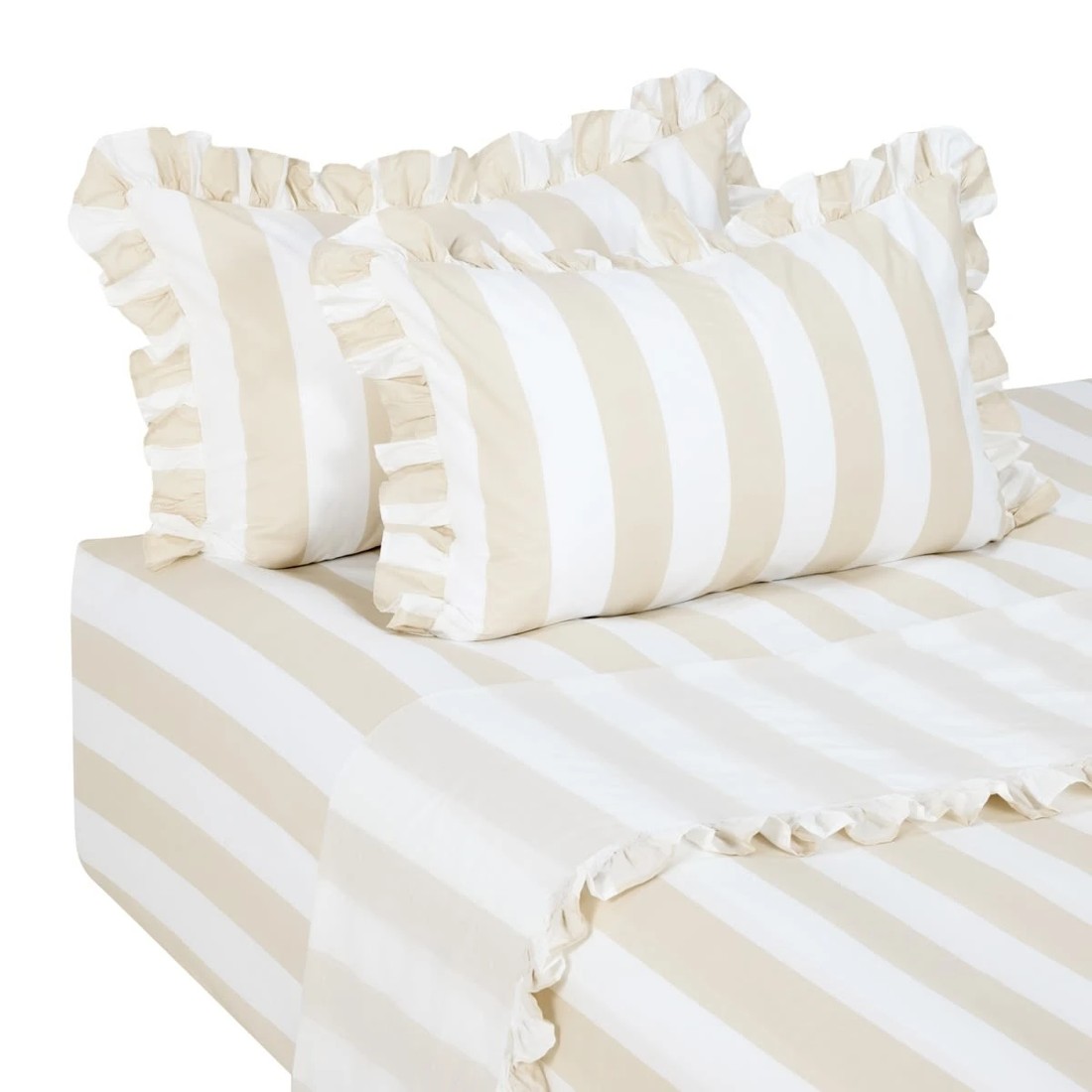 5 250 Thread Count Ruffle Cotton Sheet Set - King Bed, Sand, 5 of 7