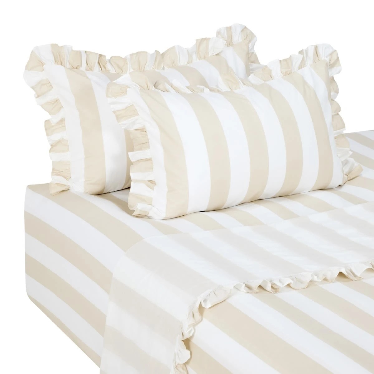 5 250 Thread Count Ruffle Cotton Sheet Set - King Bed, Sand, 5 of 7