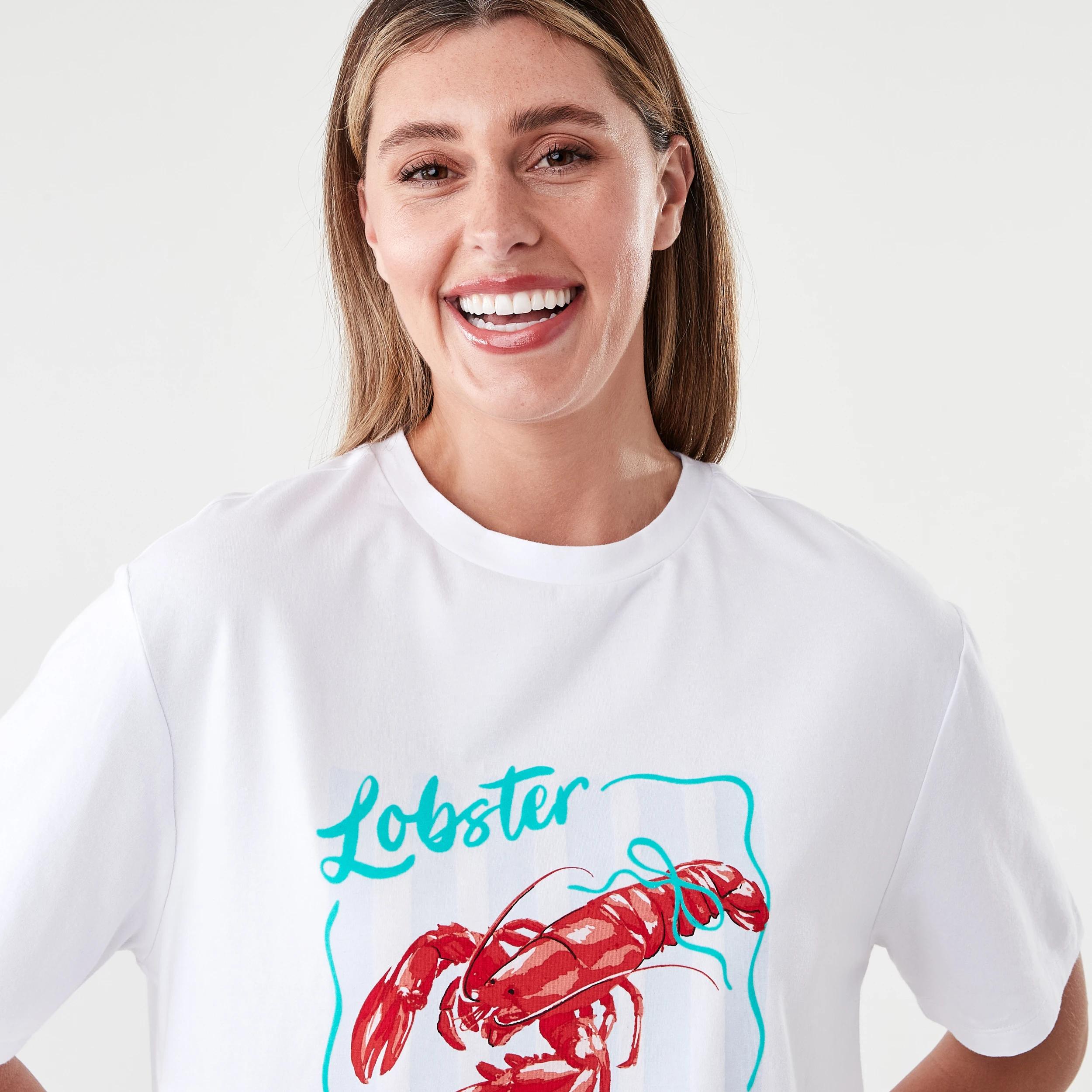 4 Print Knit T-shirt and Woven Shorts Pyjama Set Lobster, 4 of 8