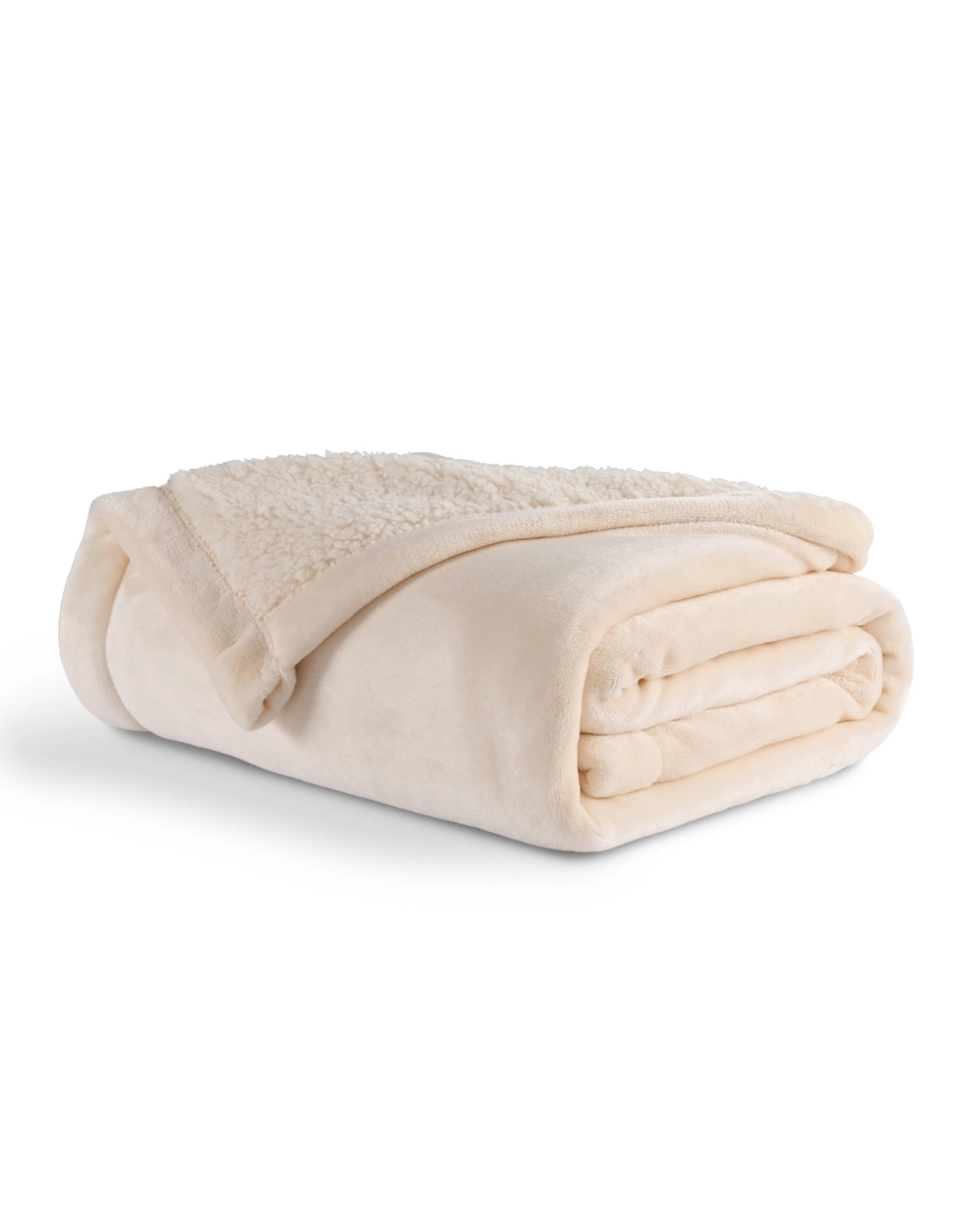 3 Serene Hudson Fleece and Sherpa Reverse Blanket 240x250cm (Queen/King Bed) - Cream, 3 of 6