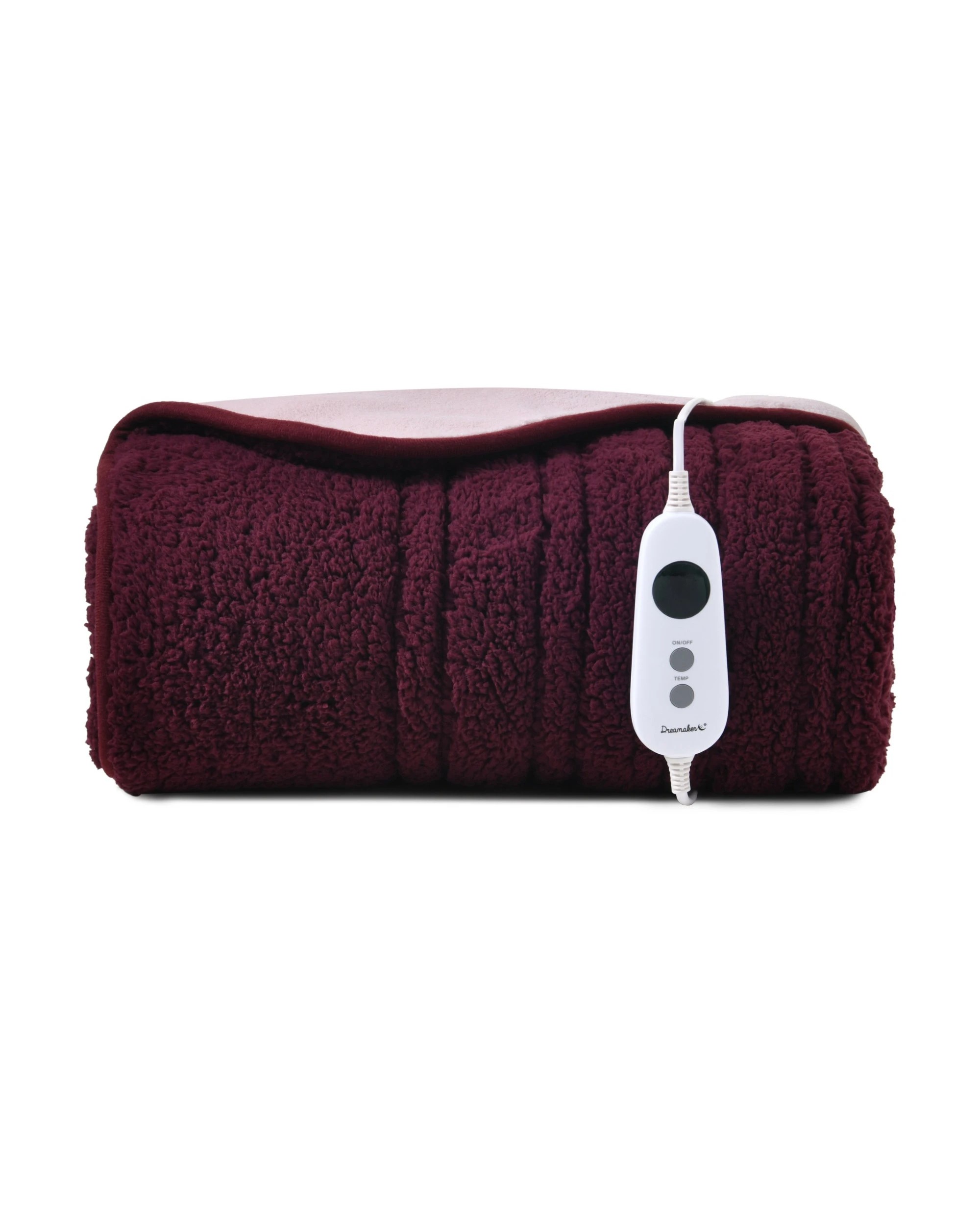 2 Dreamaker Eve Reversible Sherpa & Coral Fleece Heated Throw 130x160cm - Cherry and Blush, 2 of 8