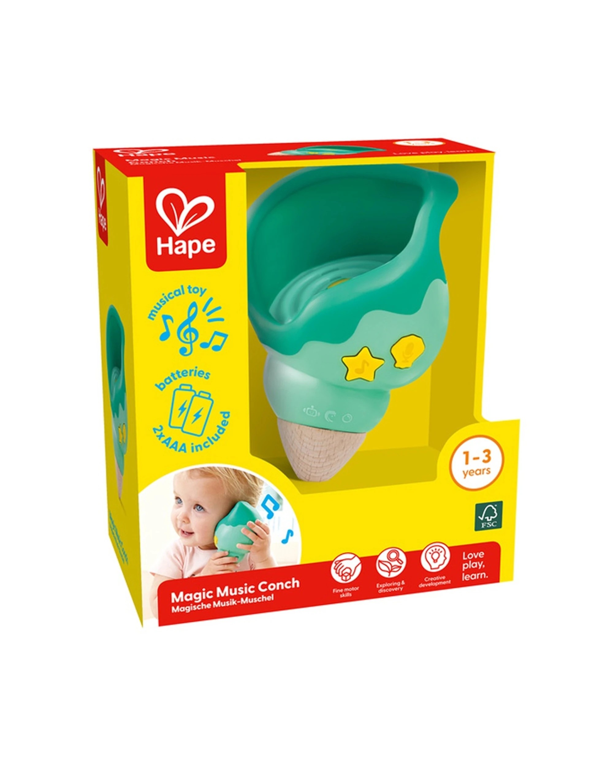 2 Hape Magic Music Conch Toy Record And Play Kids 9.3x8.6x13.7cm - Multi, 2 of 5