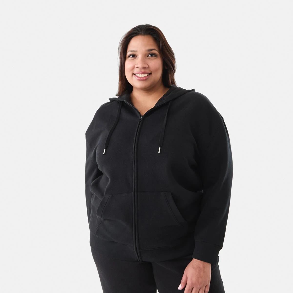 1 Curve Long Sleeve Zip Through Hoodie Black, 1 of 8