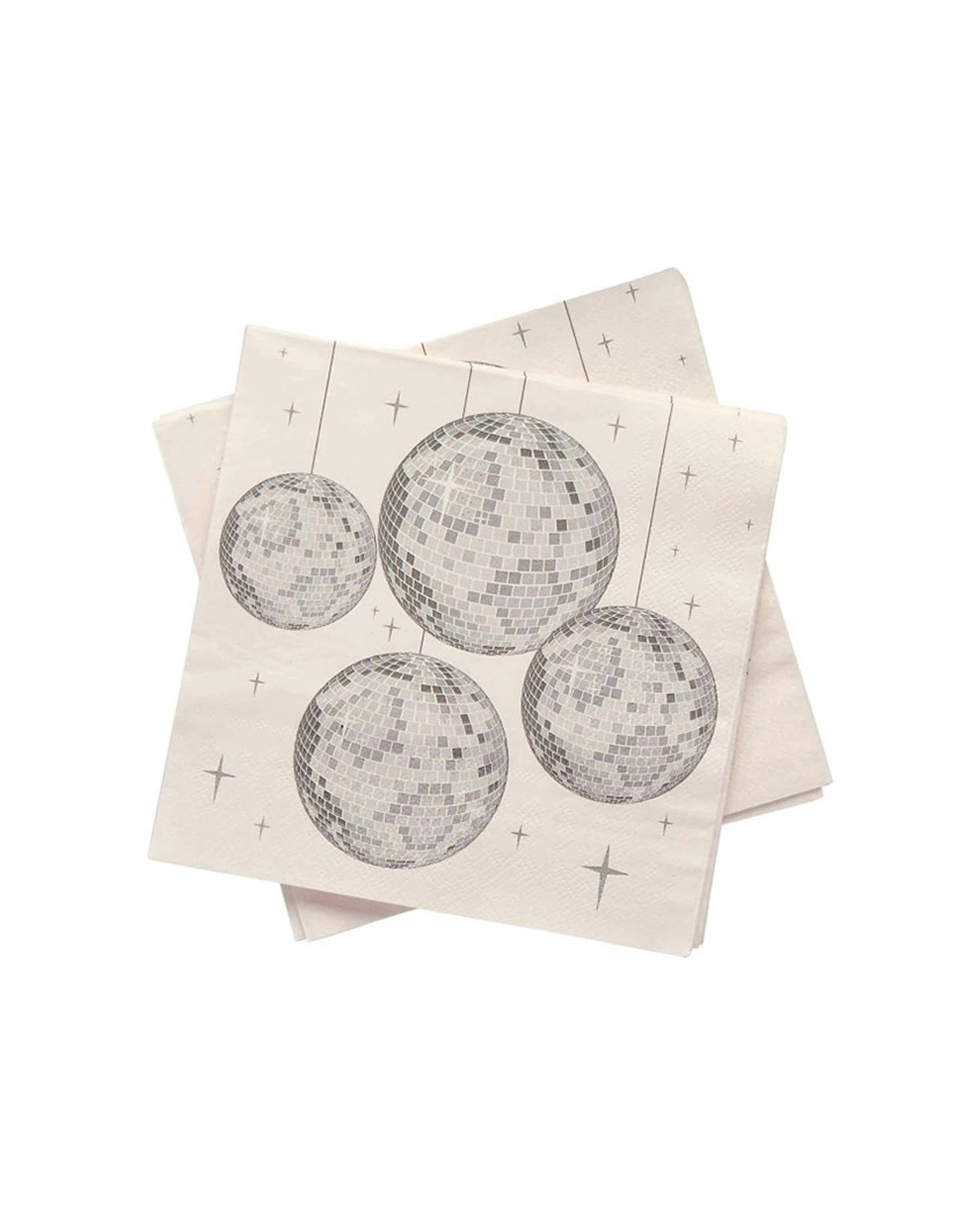 1 Anagram Disco Party Napkin Set Mirror Ball Design Kids Party Tableware - Silver, 1 of 2