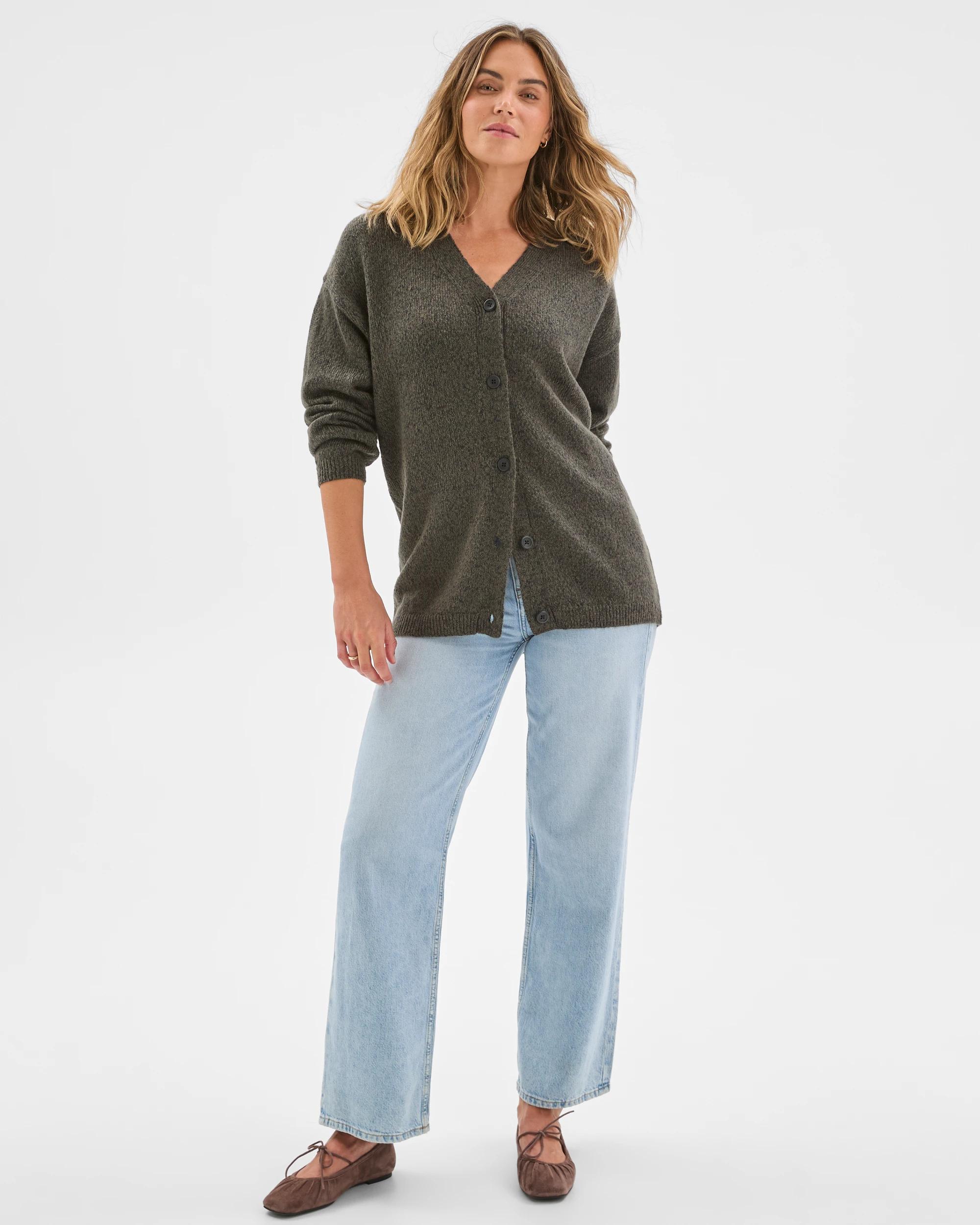 2 Target Woman Twist Slub Grandpa Cardigan OREGANO MARLE, 2 of 6