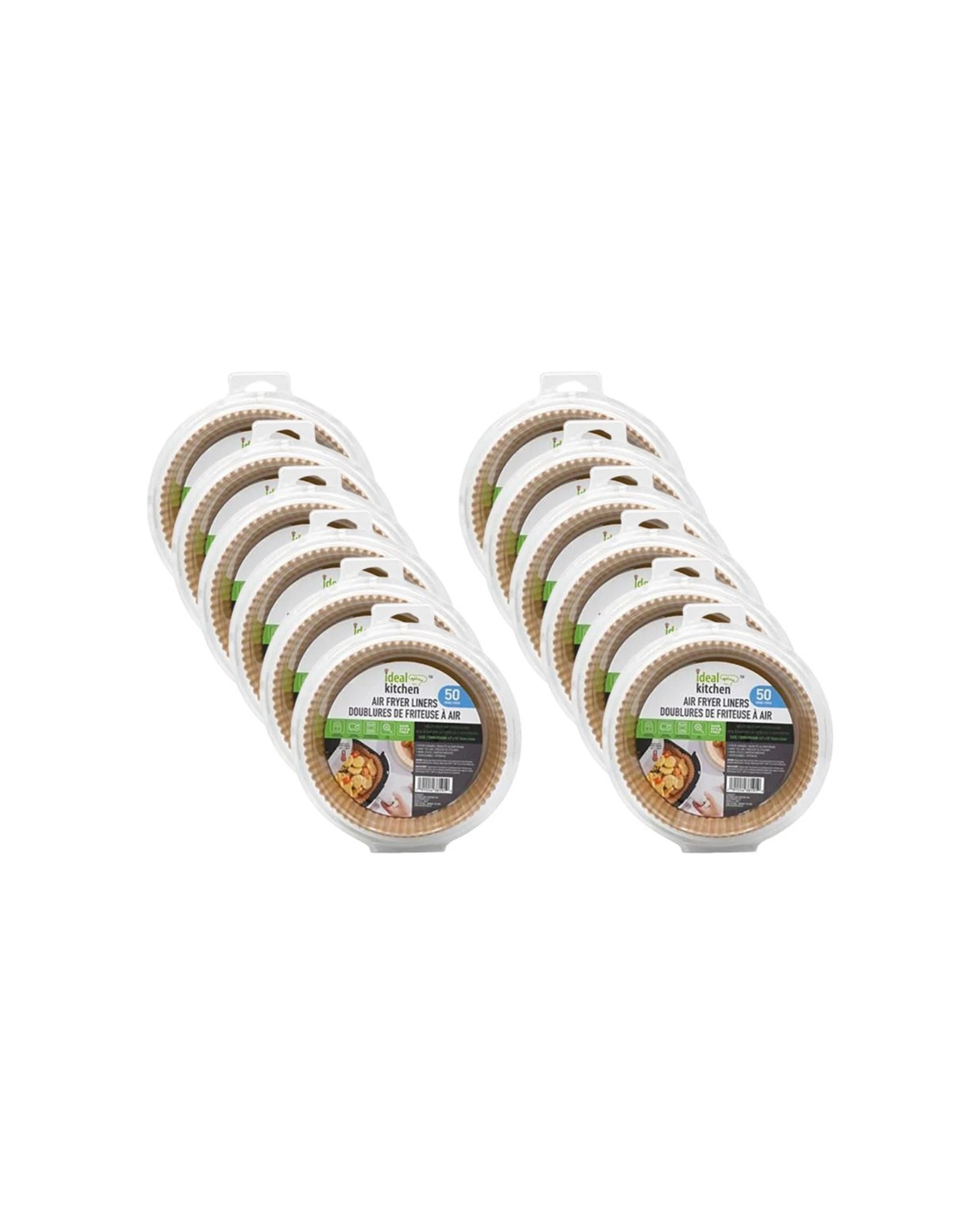 1 Ideal Kitchen 12x 50pc Air Fryer Paper Disposable Liner Sheet 16x4.5cm Round - Silver, 1 of 3