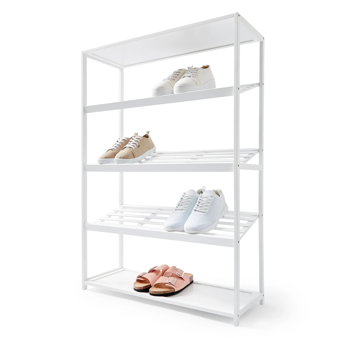 1 5 Tier White Bamboo Shoe Rack, 1 of 8