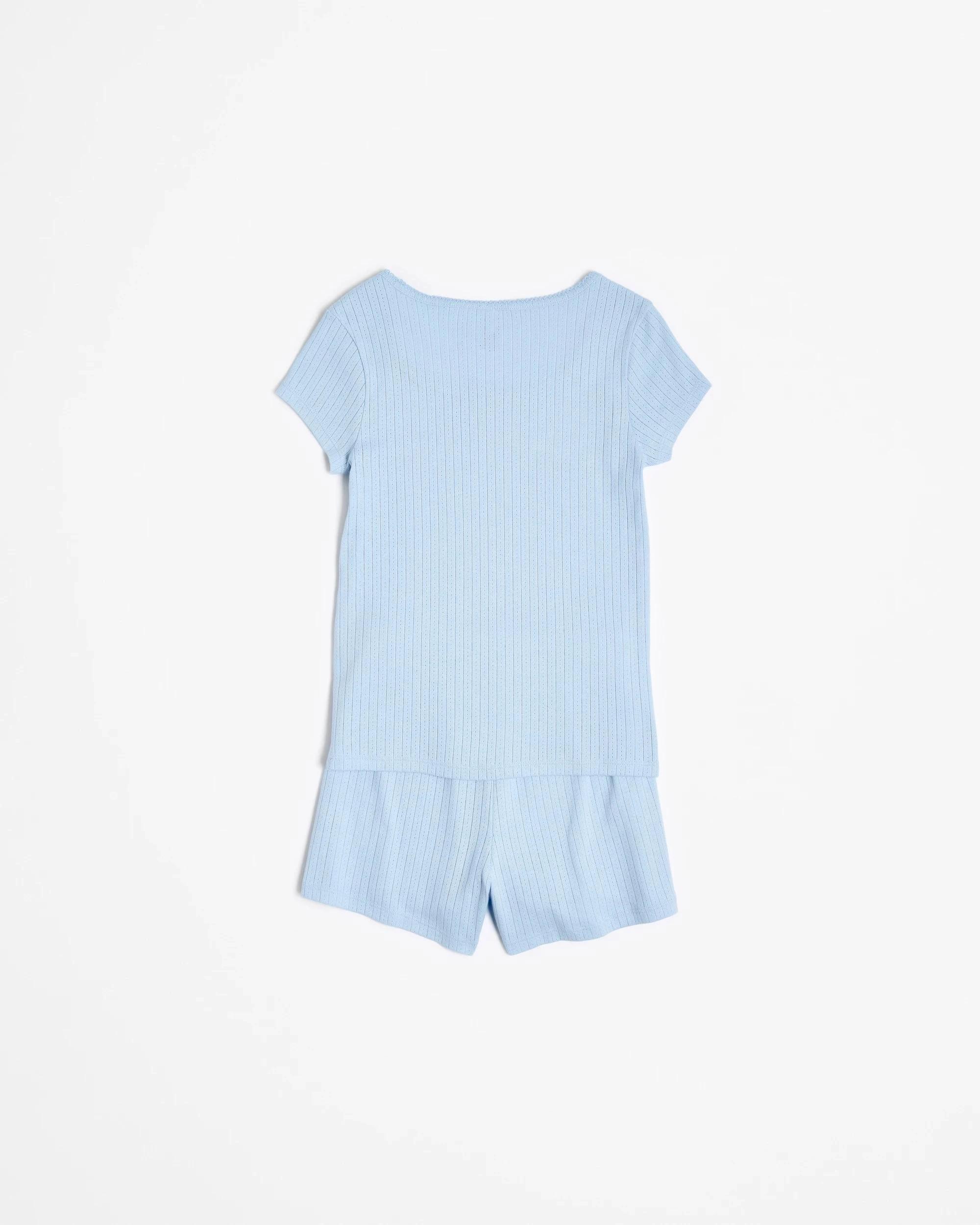 7 Target Australian Cotton Older Girls Pointelle Pyjama Set BLUE, 7 of 7