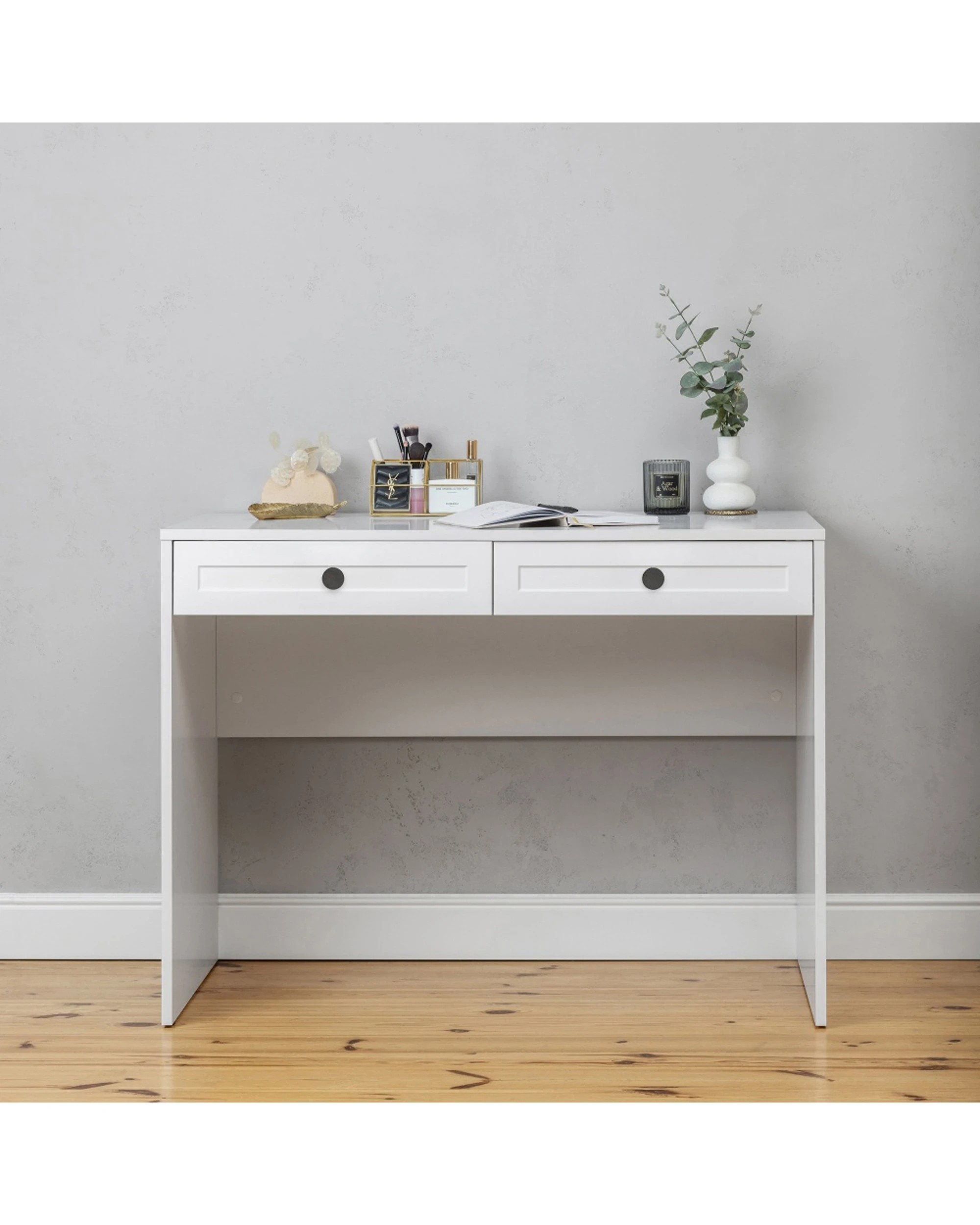 2 European Cabinetry Odessa Hamptons Front Furniture Desk Round Handle - White, 2 of 2