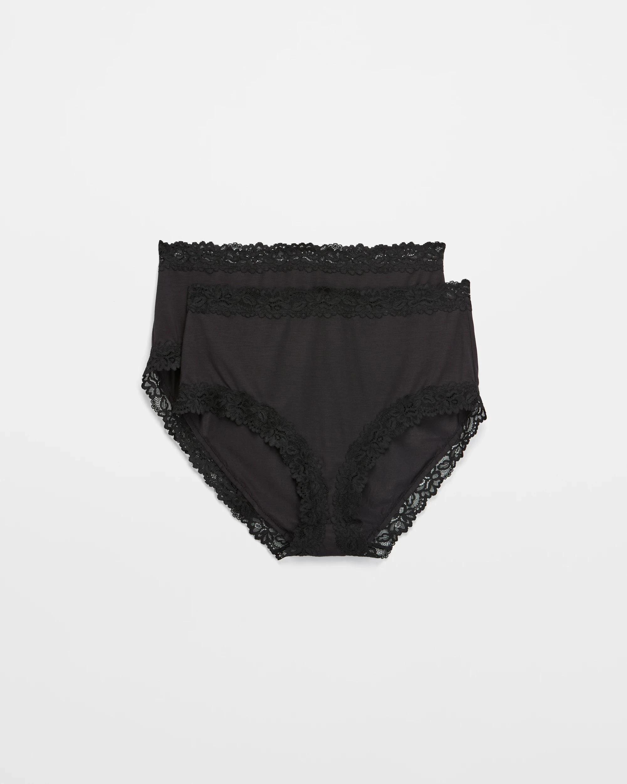 1 Target Woman Womens Modal and Lace Full Briefs 2 Pack BLACK, 1 of 4