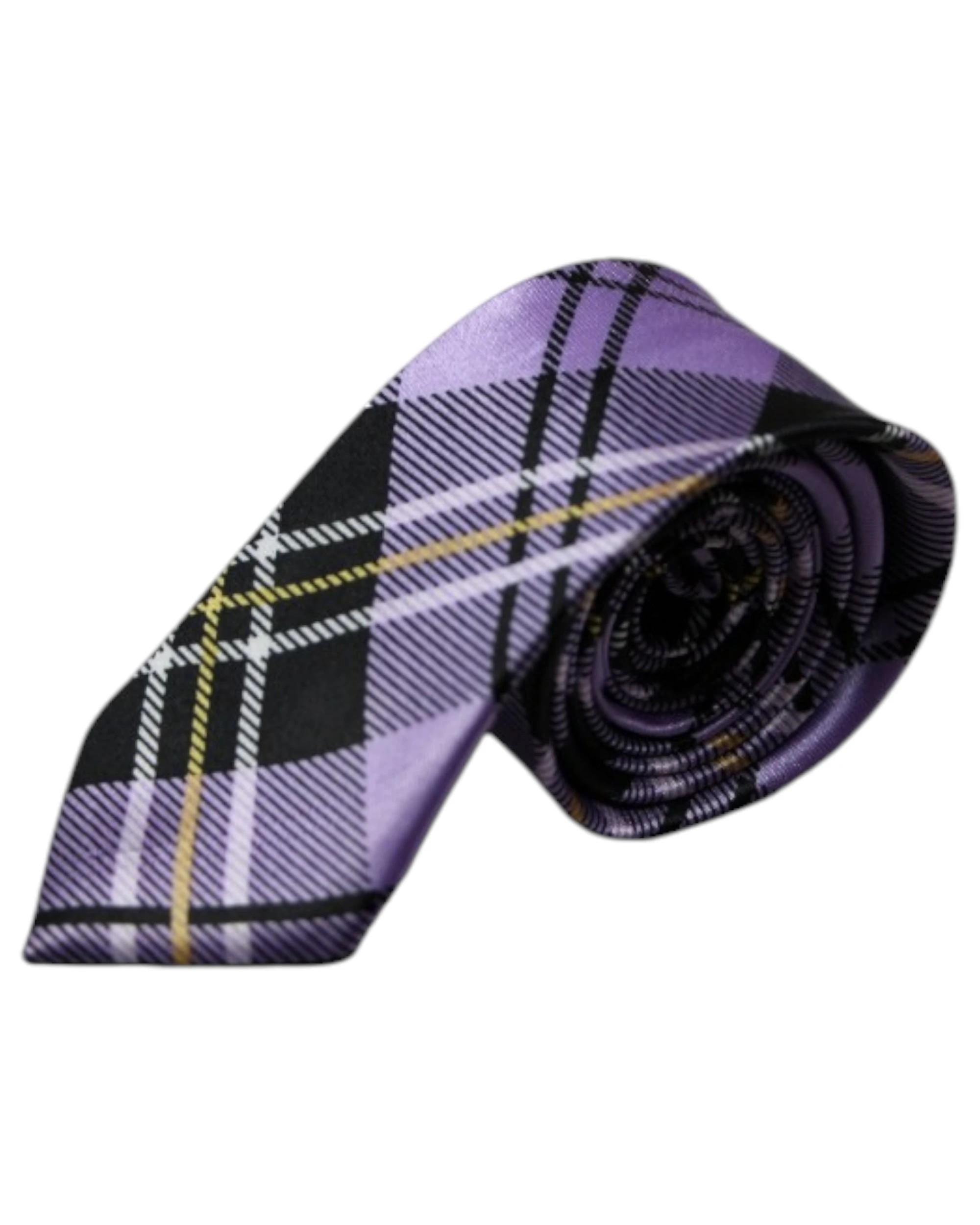 2 Zasel Mens Violet Plaid Striped 5cm Skinny Neck Tie, 2 of 2