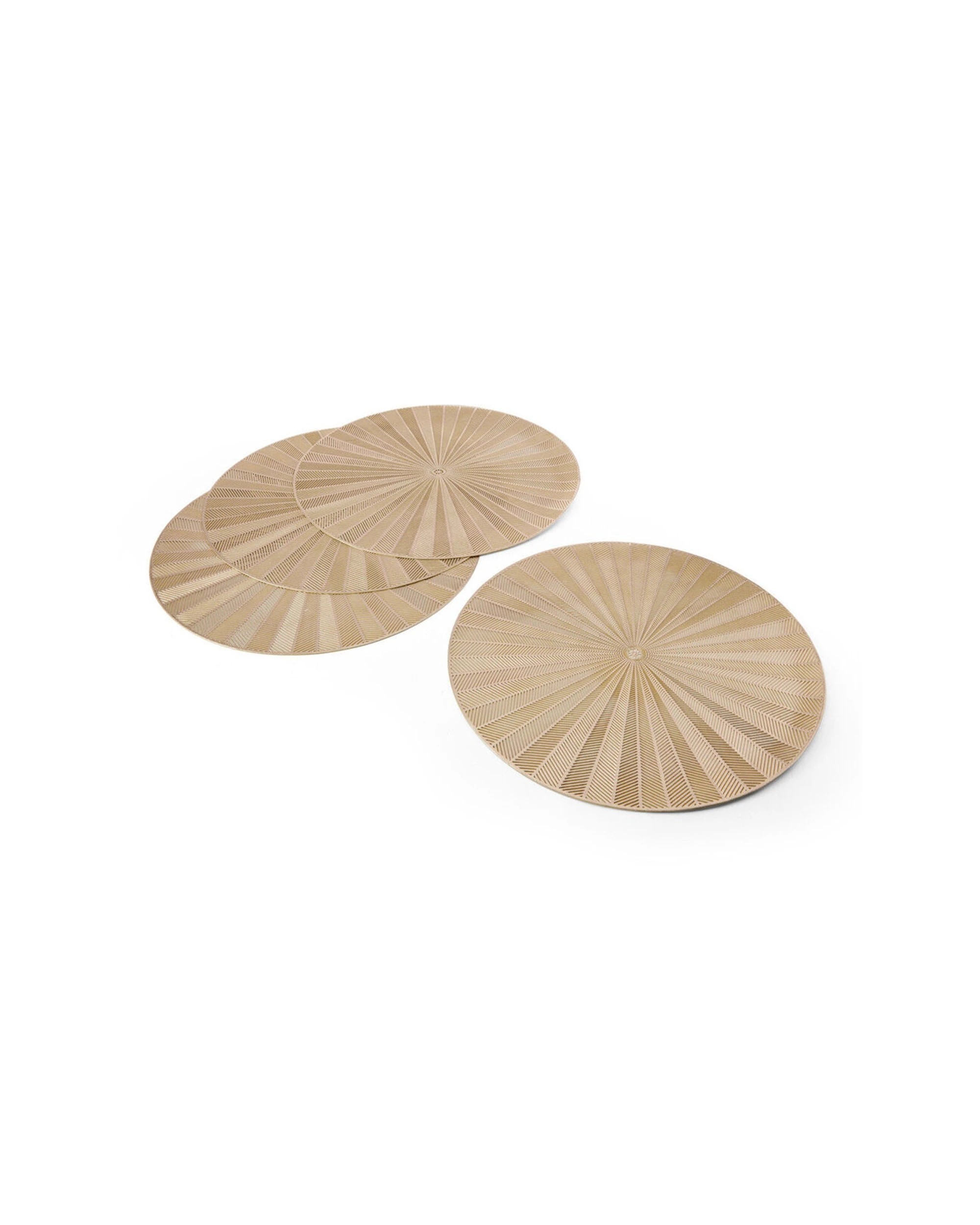 4 Mikasa 4pc Round PU Kitchen Table Placemat Set - Gold, 4 of 7