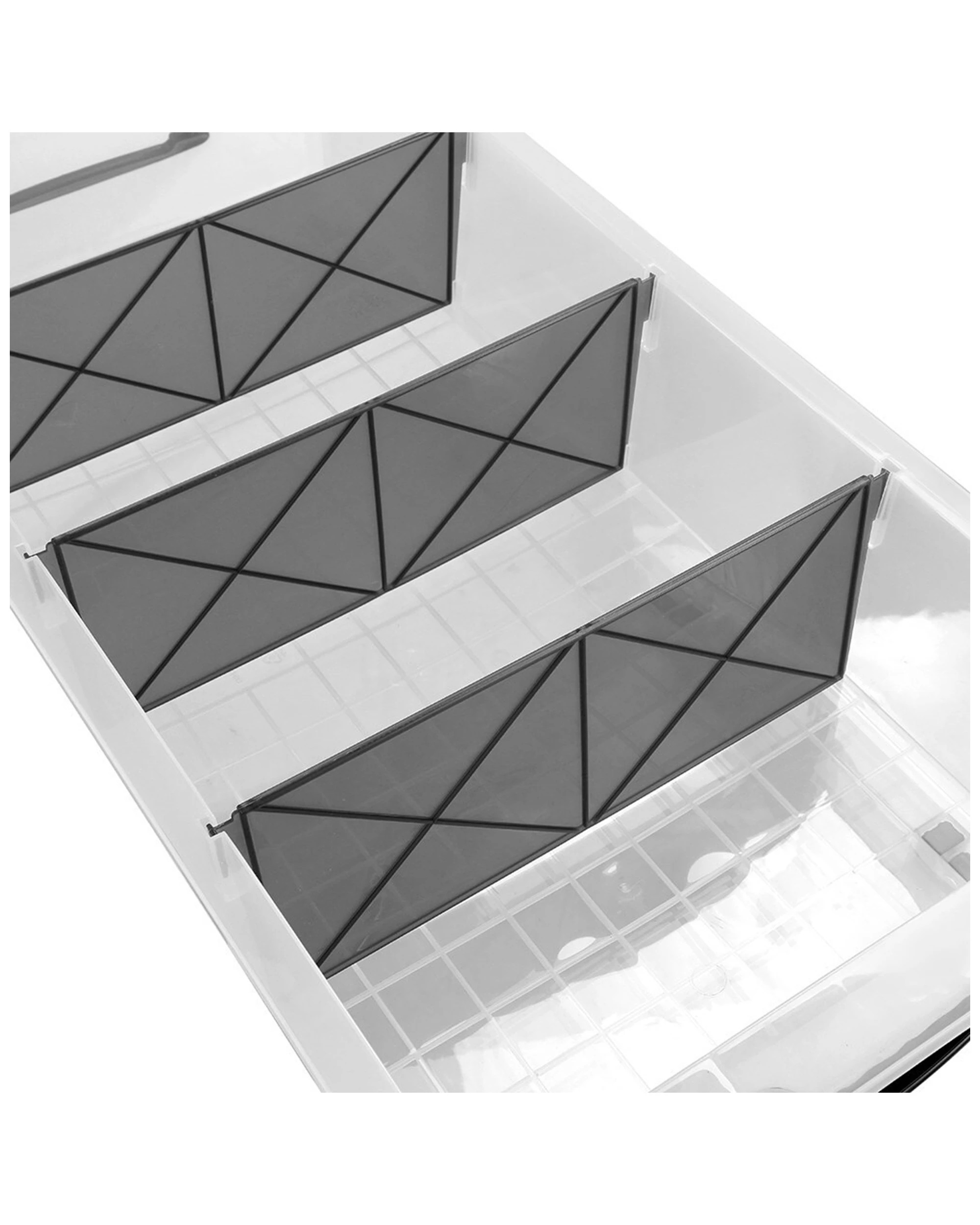 5 Boxsweden 76x38cm 35l 4 Section Compartment Storage Container Home Office Tub Organiser
 - Clear, 5 of 5