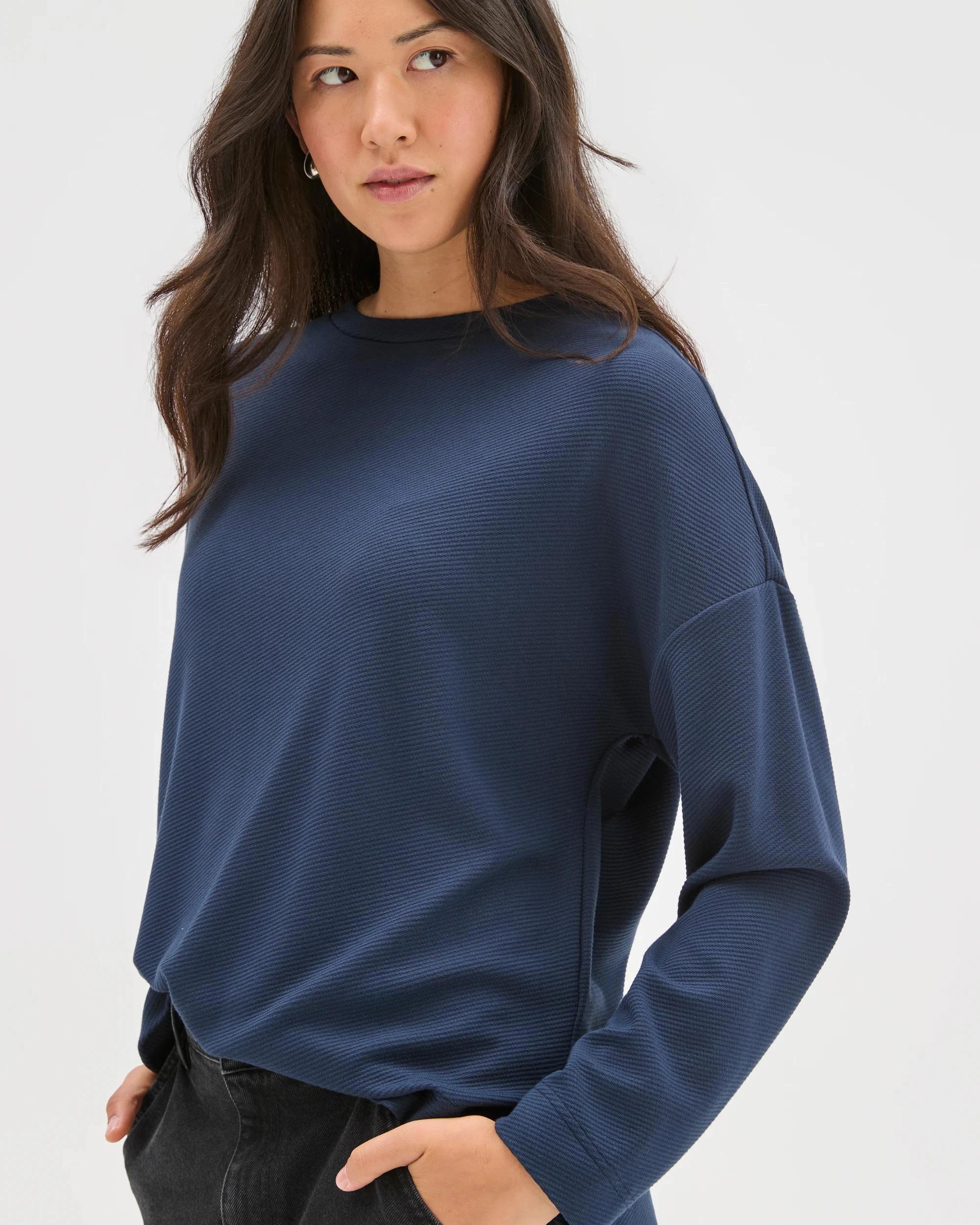 5 Target Woman Long Sleeve Ottoman T-Shirt NAVY BLAZER, 5 of 7