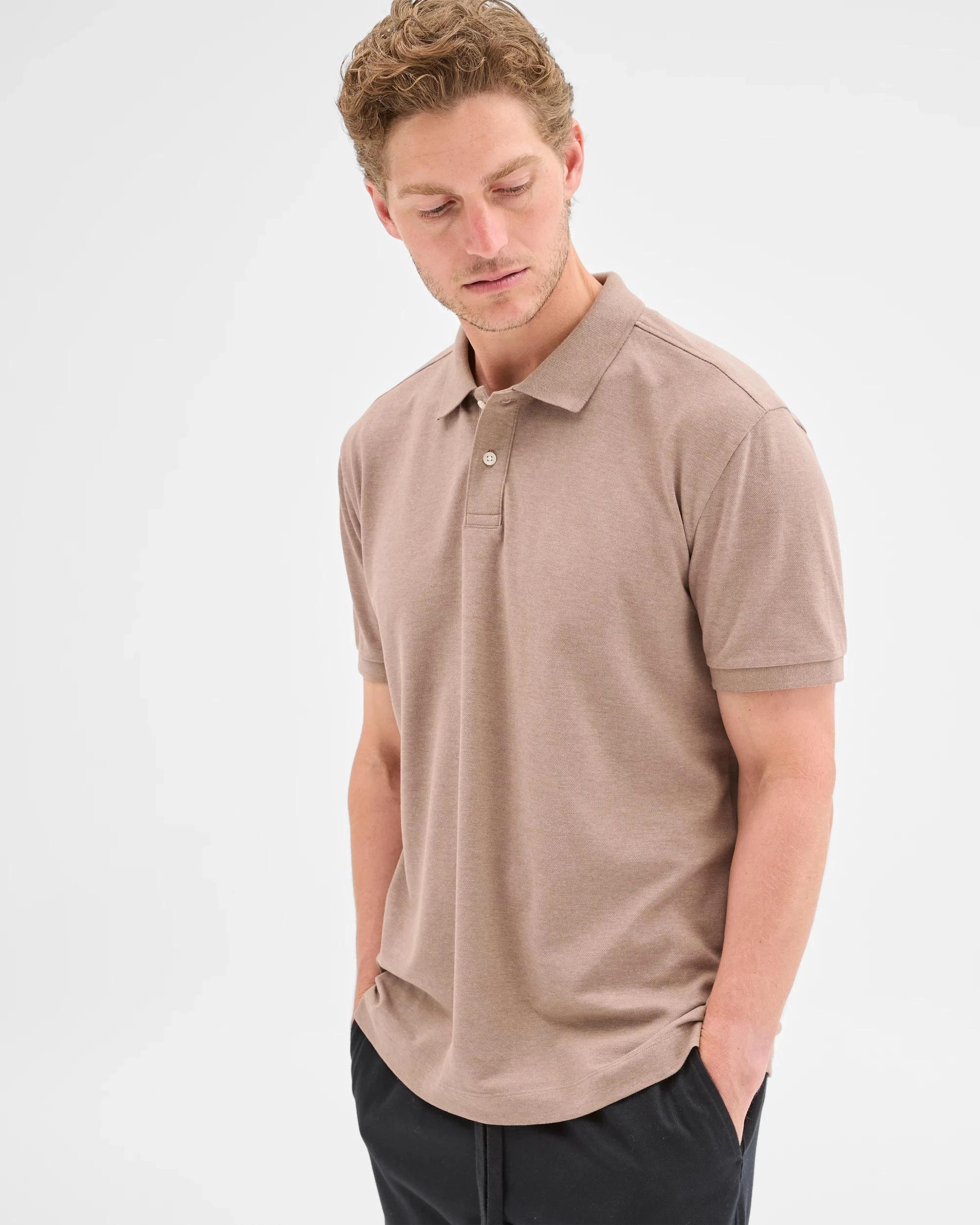 5 Target Australian Cotton Rich Pique Polo Top LIGHT BROWN MARLE, 5 of 6