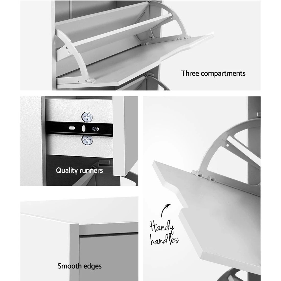 5 Artiss Shoe Rack Cabinet 24 Pairs  Luna - White, 5 of 5