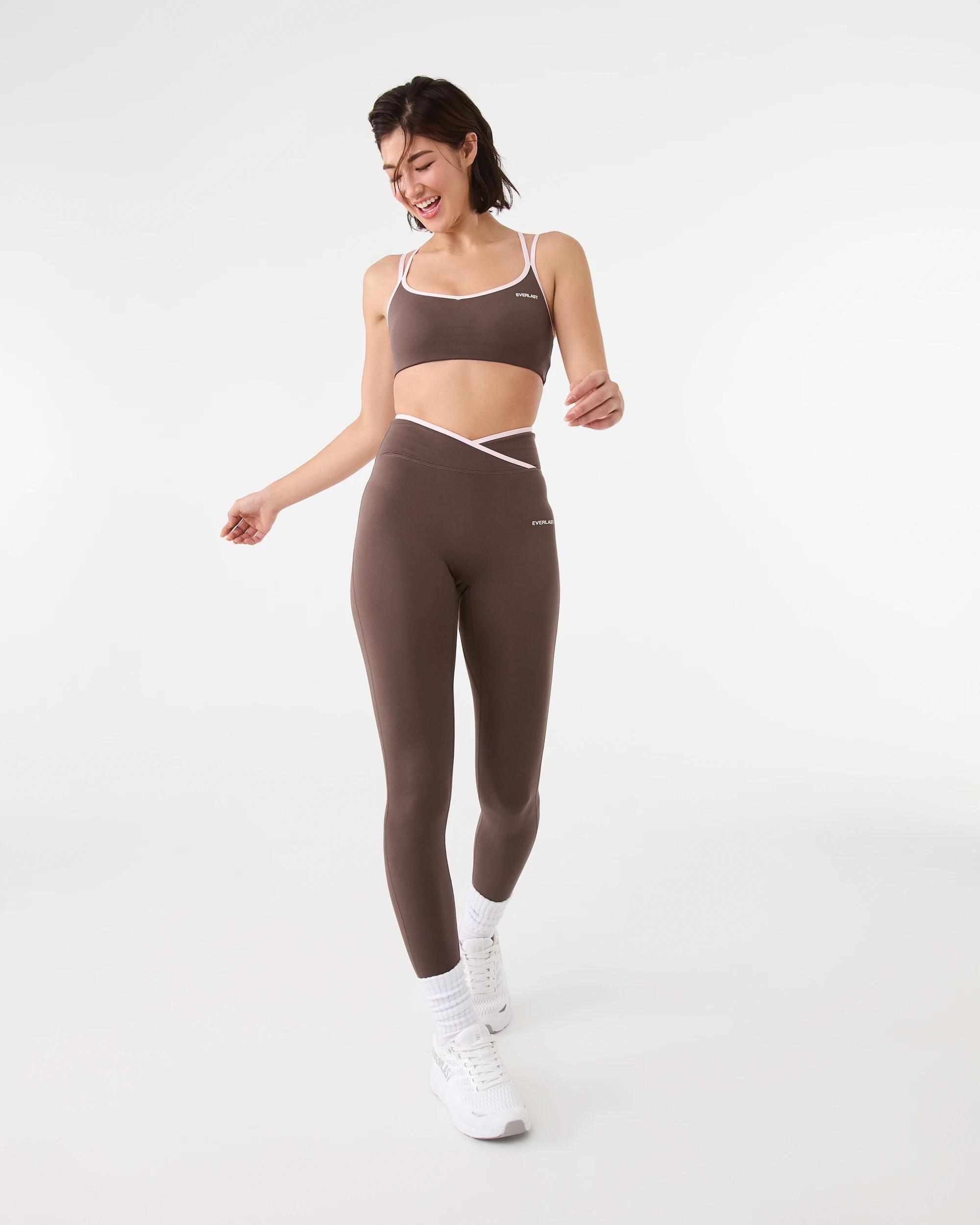 2 Everlast Womens Cross Front Leggings Choc, 2 of 7