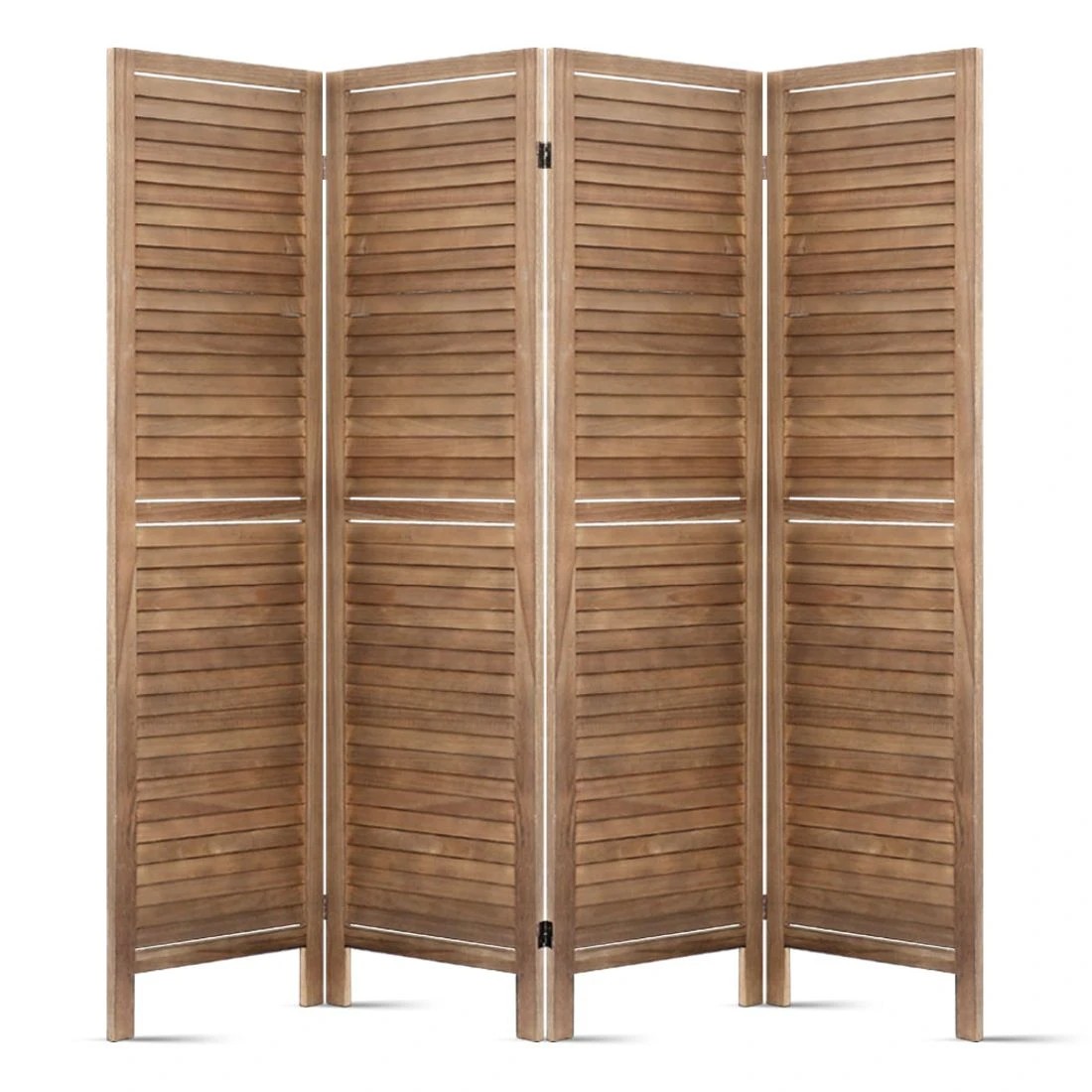 3 Artiss 4 Panel Room Divider Screen 160x170cm Louver - Brown, 3 of 8