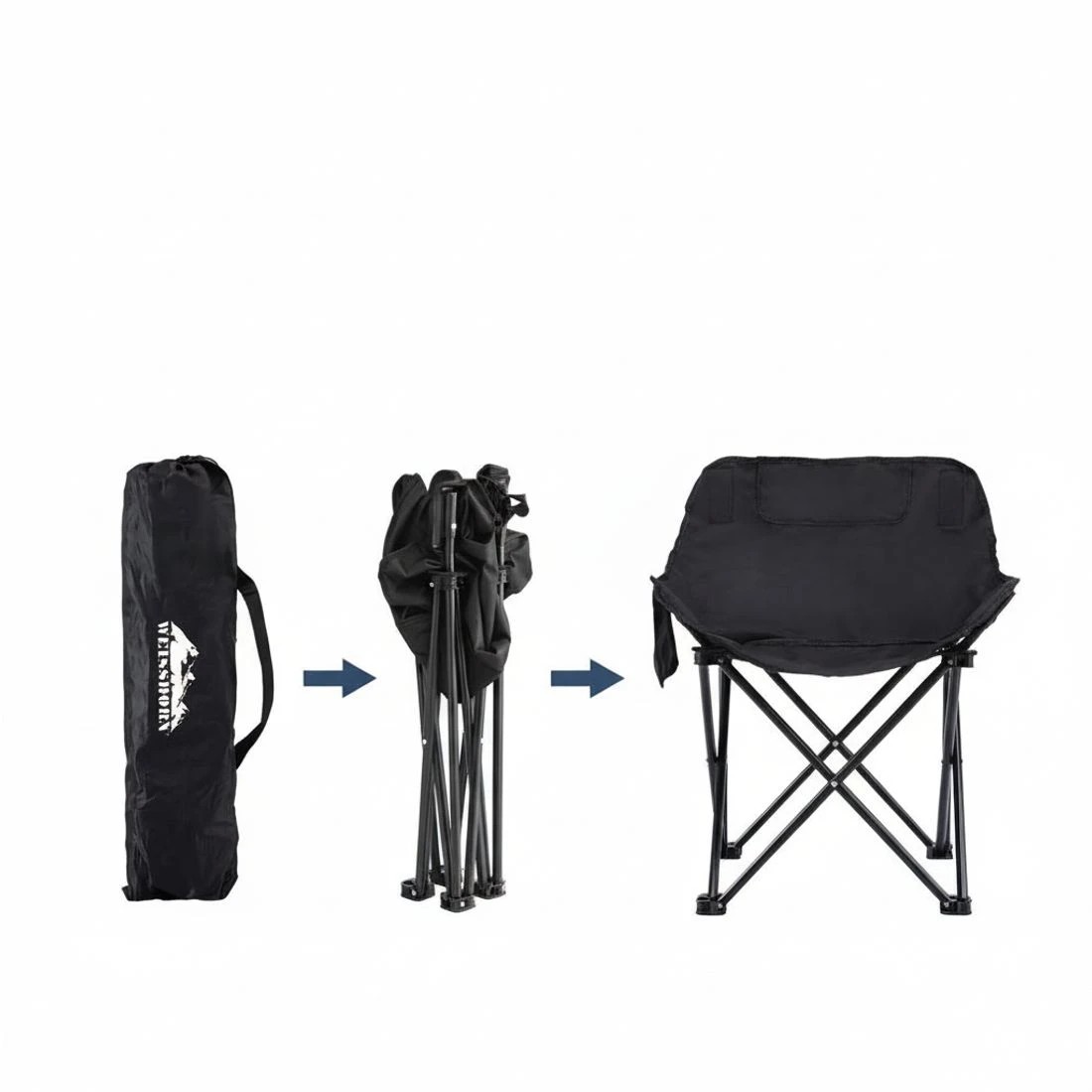 7 Weisshorn Folding Camping Moon Chair Portable Seat Weight Capacity 120KG - Black, 7 of 7