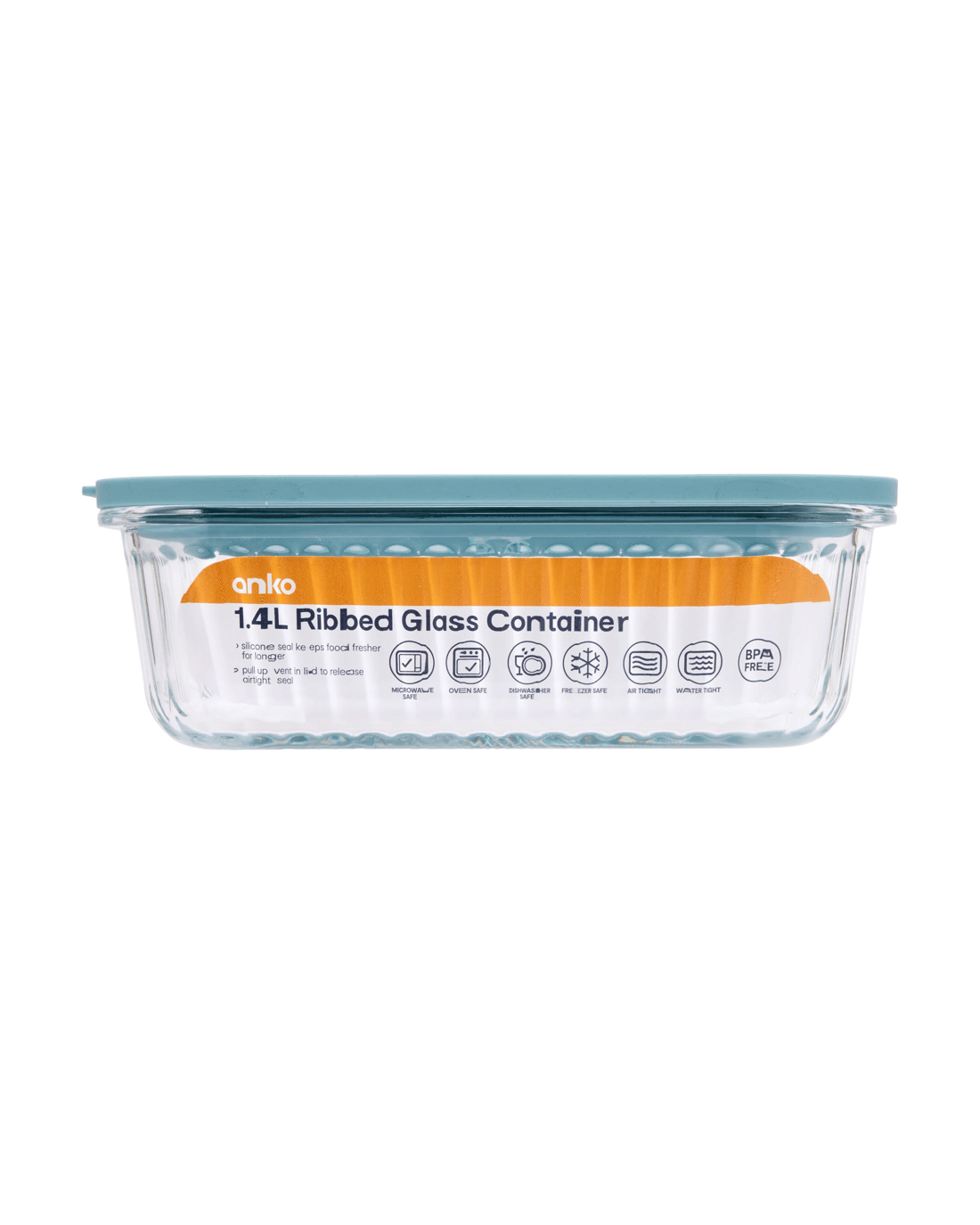 4 1.4L Ribbed Glass Container, 4 of 4