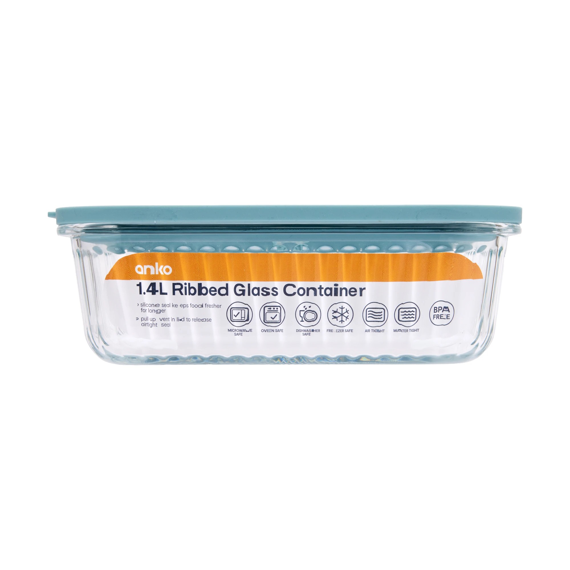 4 1.4L Ribbed Glass Container, 4 of 4