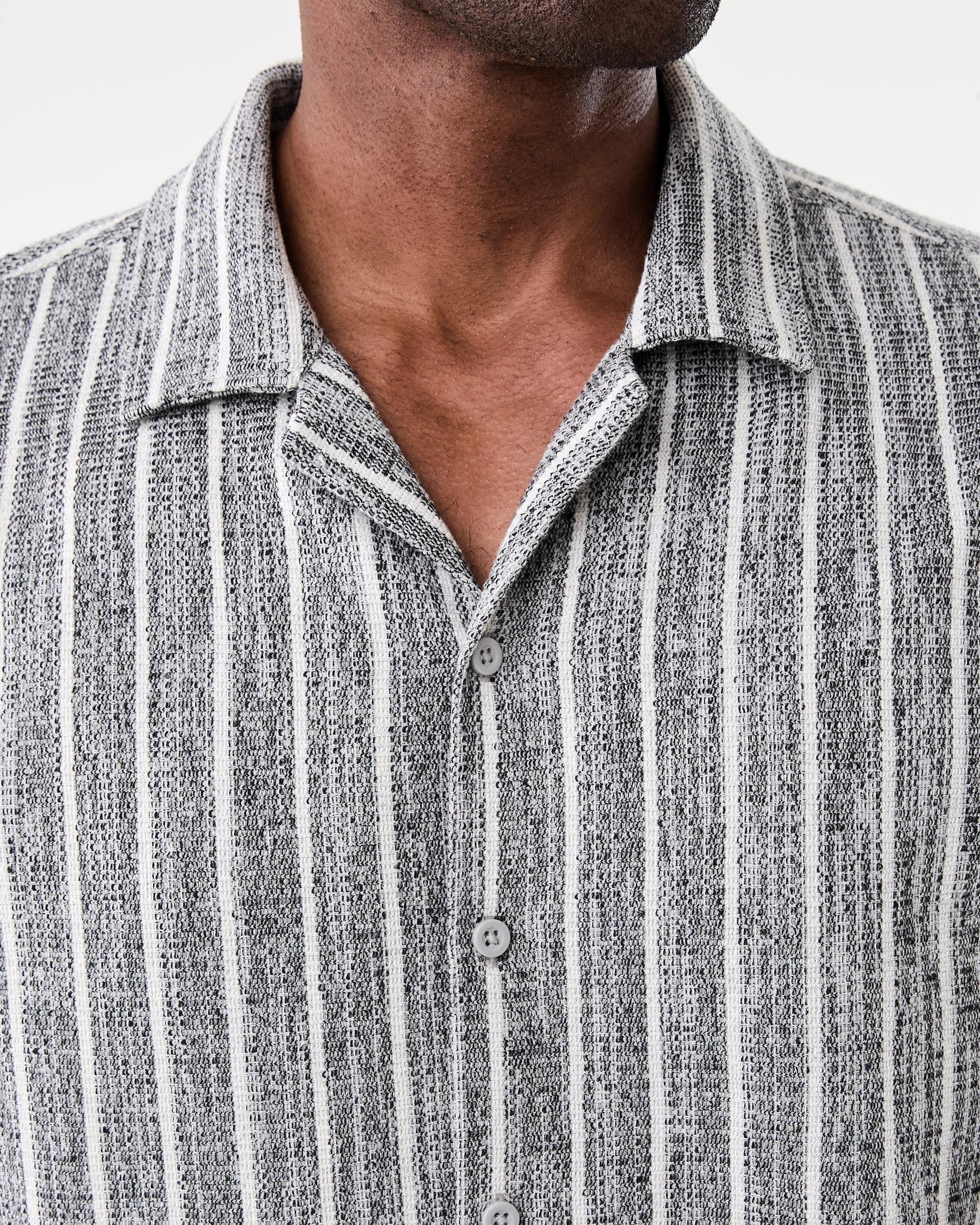 5 Short Sleeve Textured Stripe Shirt Gry Smoke, 5 of 6