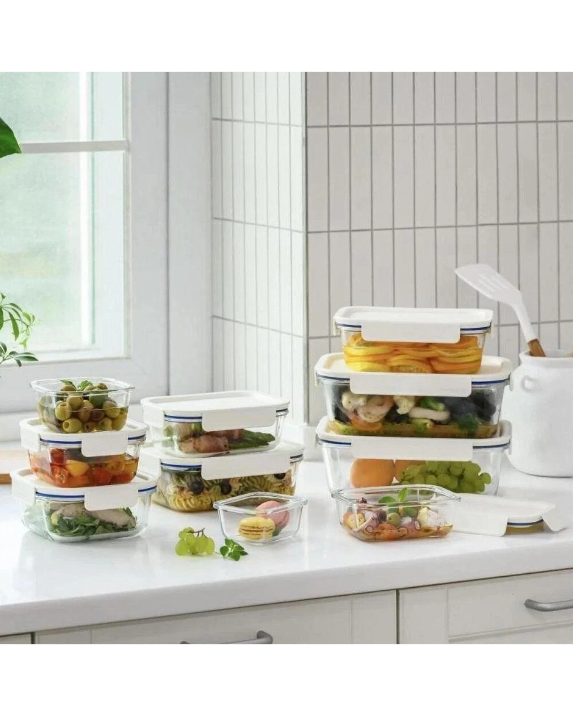 3 Lock & Lock Clear Glass Container Set 10 Piece White, 3 of 4