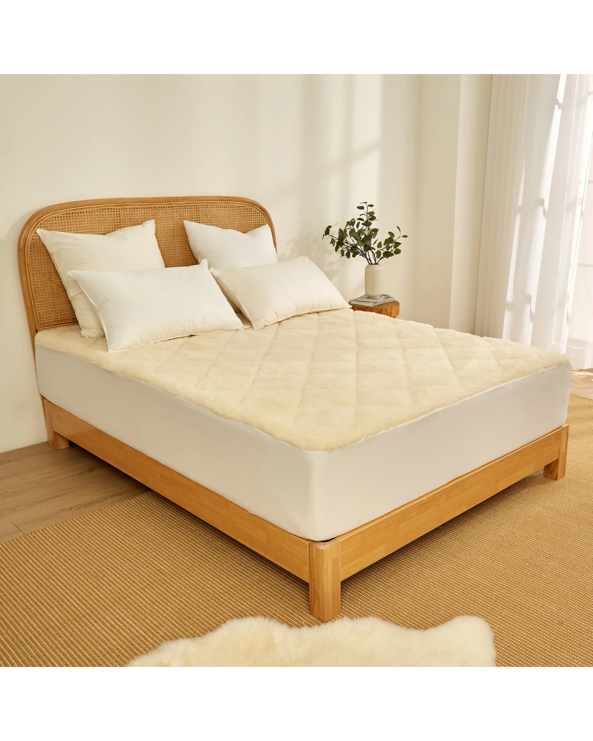 7 Wooltara Imperial Luxury 2 Layer Reversible Washable Australian Wool Underblanket - Single Bed - White, 7 of 9