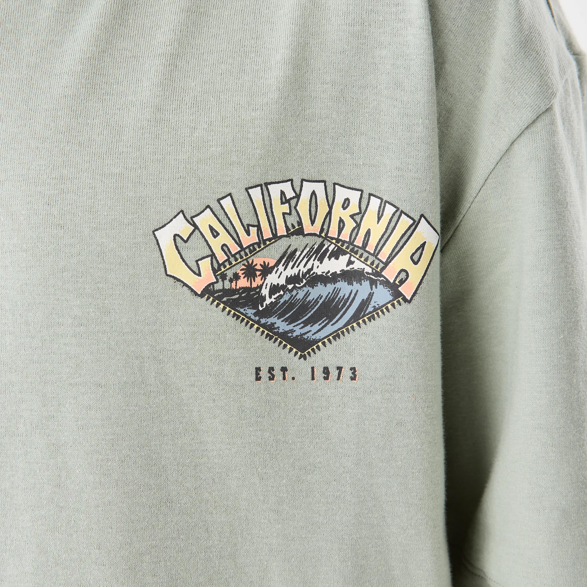 4 Short Sleeve Graphic Print T-shirt CALIFORNIA SURF AQUA GREY, 4 of 7