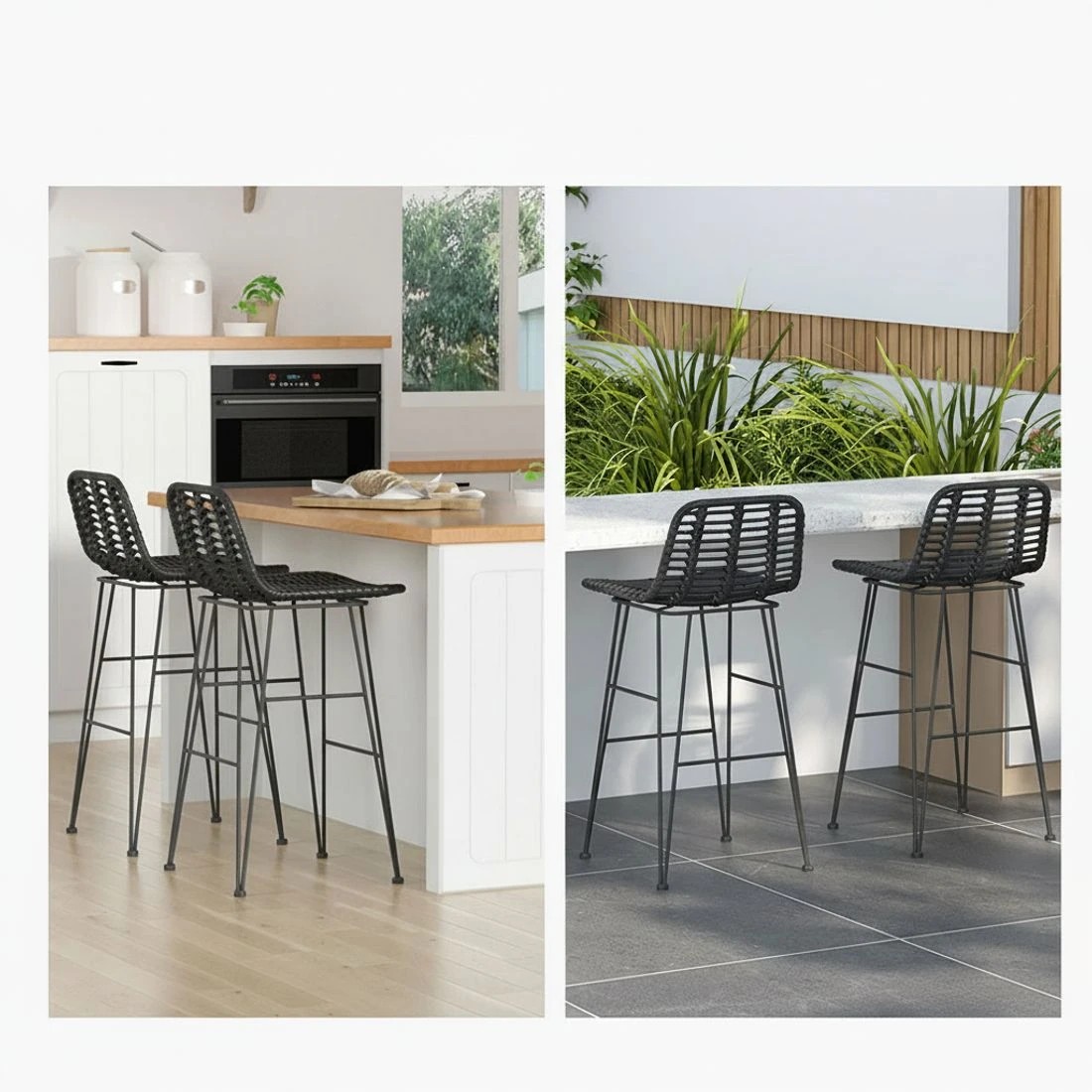 5 Gardeon 2 Piece Outdoor Bar Stools Wicker Dining Rattan Chair - Black, 5 of 5