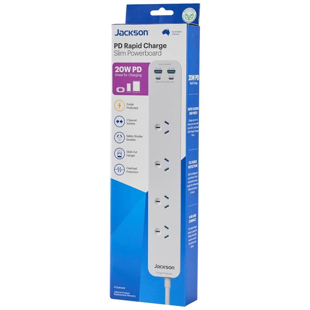5 Jackson Rapid Charge 20w USB-C/A 4 Outlet Powerboard White, 5 of 5