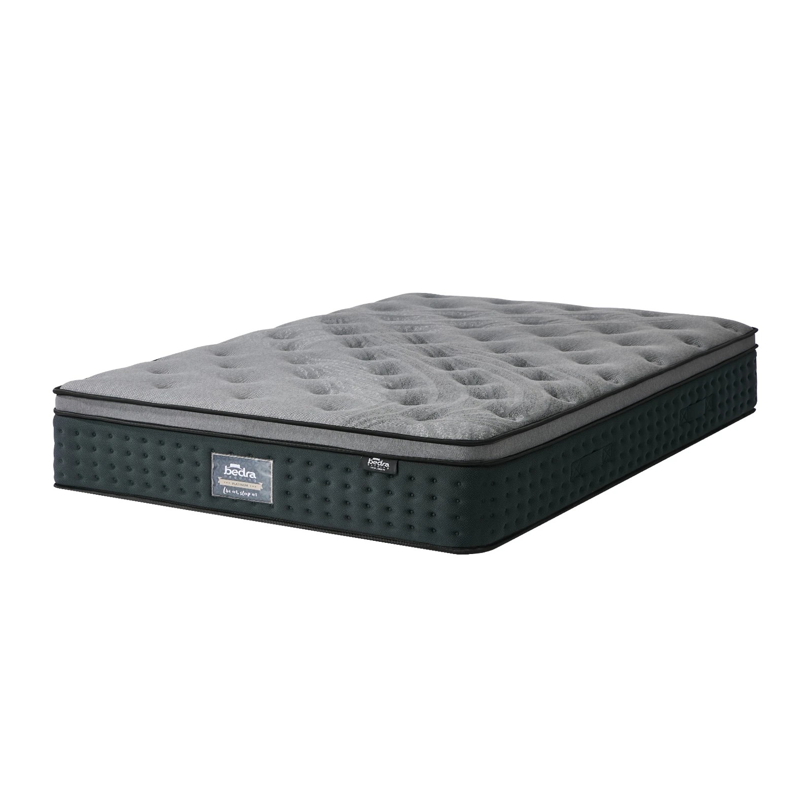 1 Bedra Bedding Double Mattress Euro Top Spring Medium Firm Motion Isolation 34cm - Double Bed - Grey, 1 of 4
