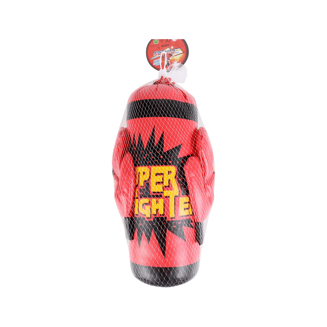 3 Toys For Fun Super Fighter Boxing Gloves And Bag Set 3pc PVC 32x10cm Child Size - Red, 3 of 3