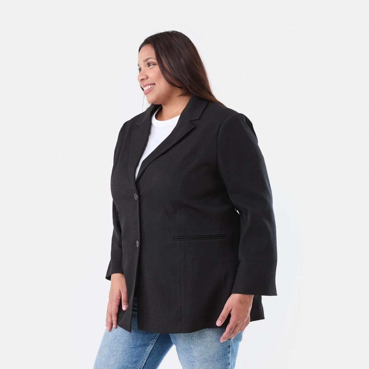 3 Curve Cuff Split Blazer BLACK, 3 of 6