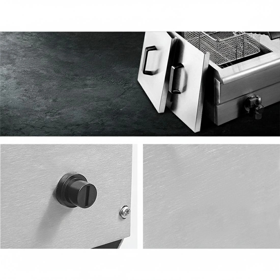 8 Devanti 20L Electric Commercial Deep Fryer Double Baskets Oil Taps 6000W - Silver, 8 of 8