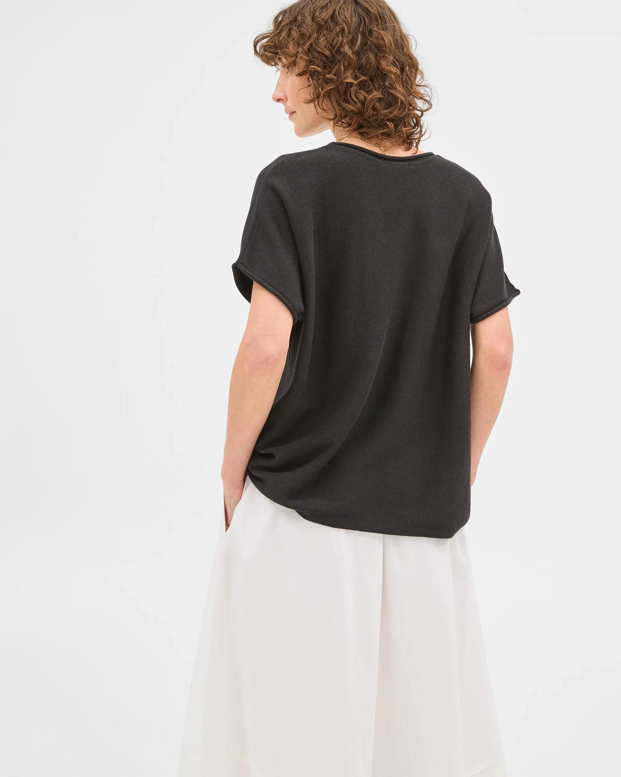 5 Target Australian Cotton Blend Rolled Knit T-Shirt BLACK, 5 of 6