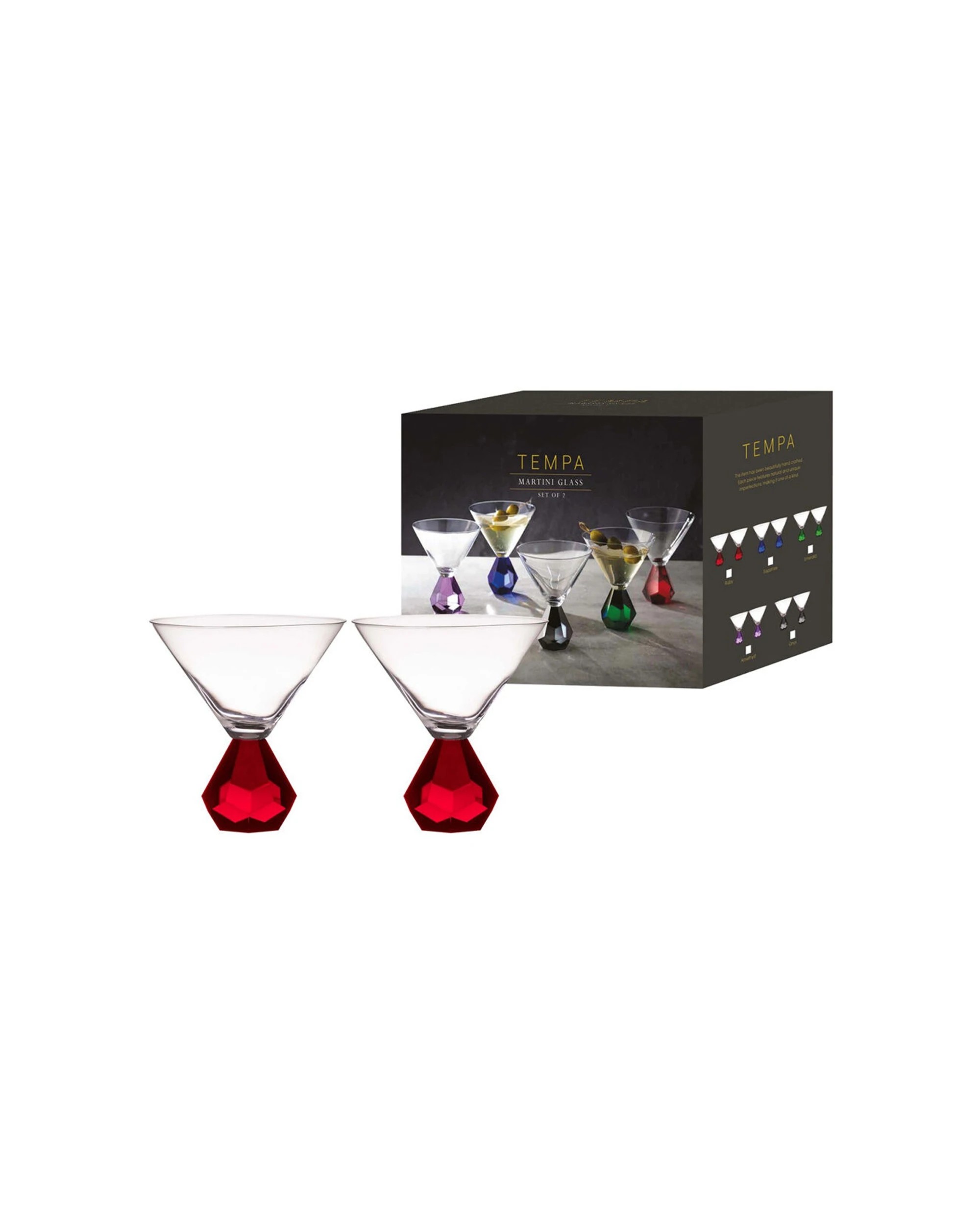 3 Ladelle 2PK Zhara Martini Glass Cocktail Set 200ml Ruby - Red, 3 of 3