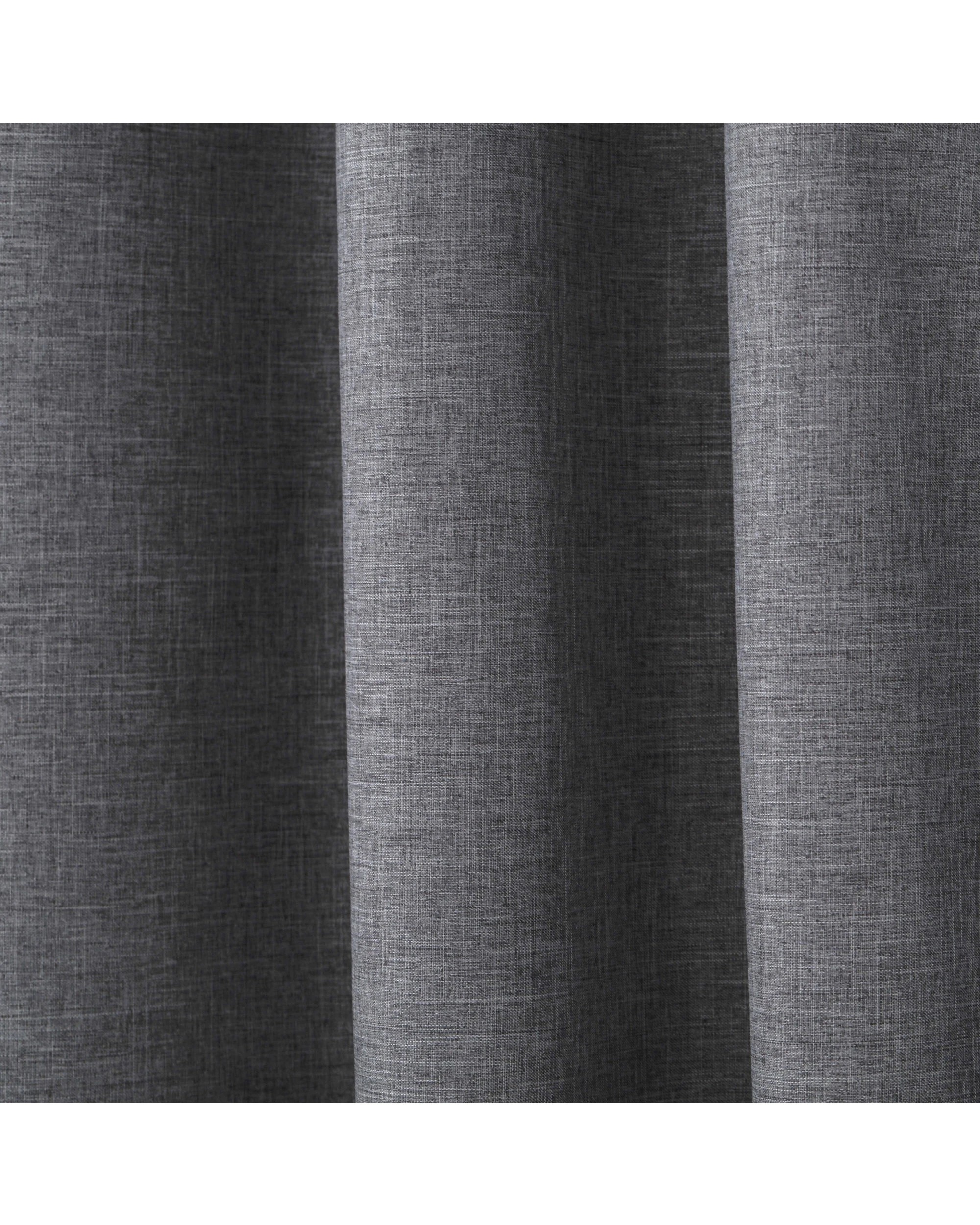 3 Sherwood Faux Linen 100% Blockout Eyelet Curtain Pair 90x223cm - Pepper, 3 of 5