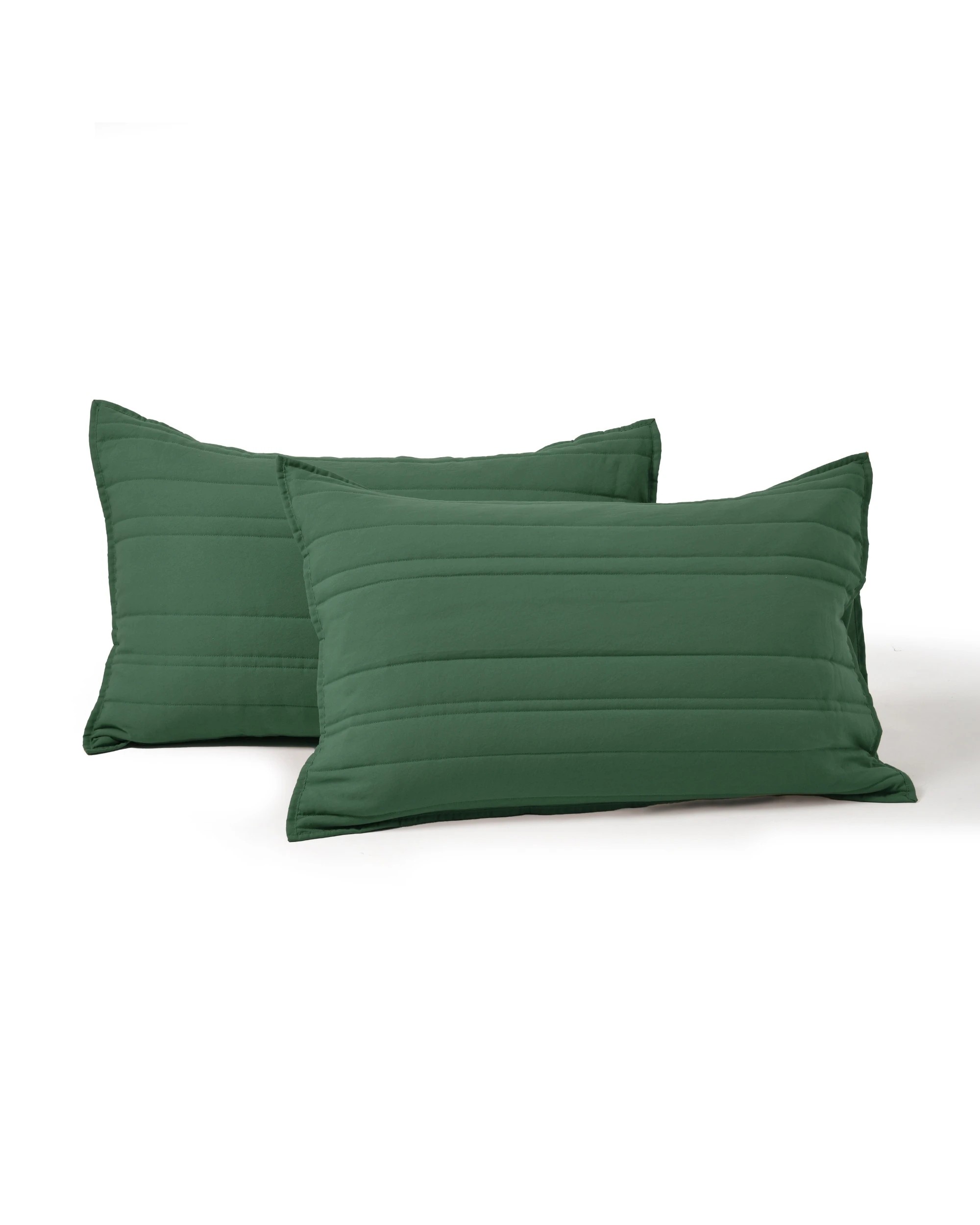 3 Dreamaker Superfine Washed Microfibre Stripe Quilted European Pillowcase Twin Pack - Hunter Green, 3 of 6