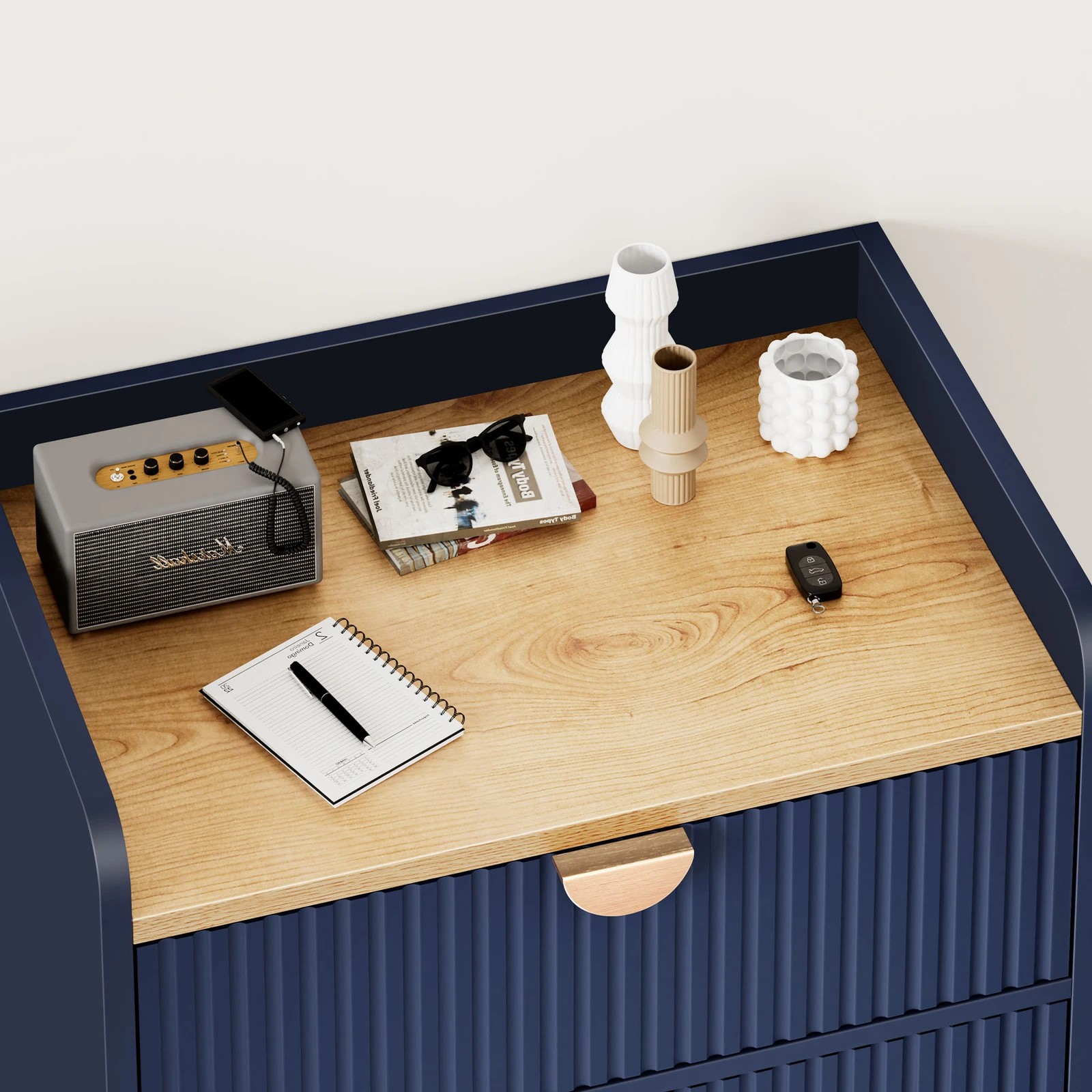 6 Alfordson 3 Chest of Drawers Modern Storage Cabinet Dresser Blue - Blue, 6 of 10