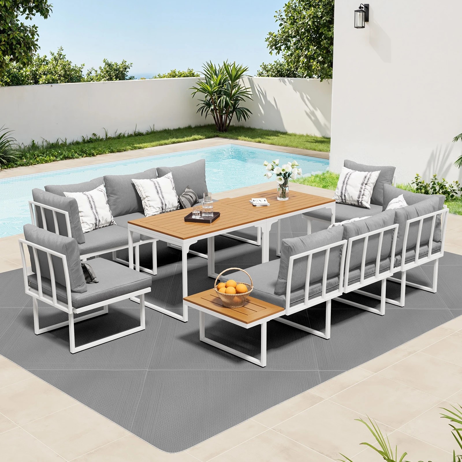 3 Livsip 8 Seater Outdoor Dining Sofa Setting Lounge Side Table Furniture - Multi, 3 of 8